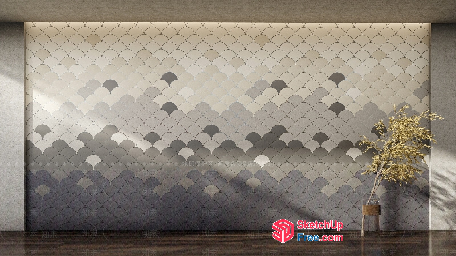 Japanese-Style Wall Decor With Subtle Ombre Effect 3D SketchUp File