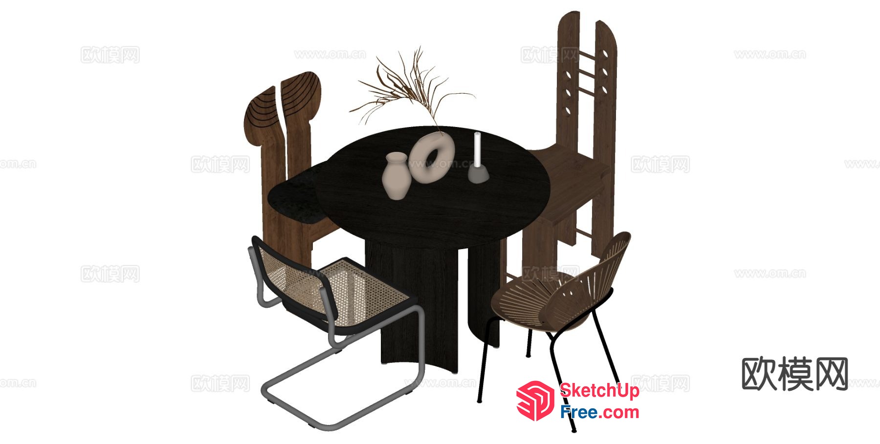 Modern Minimalist Dining Room Scene 3D SketchUp File