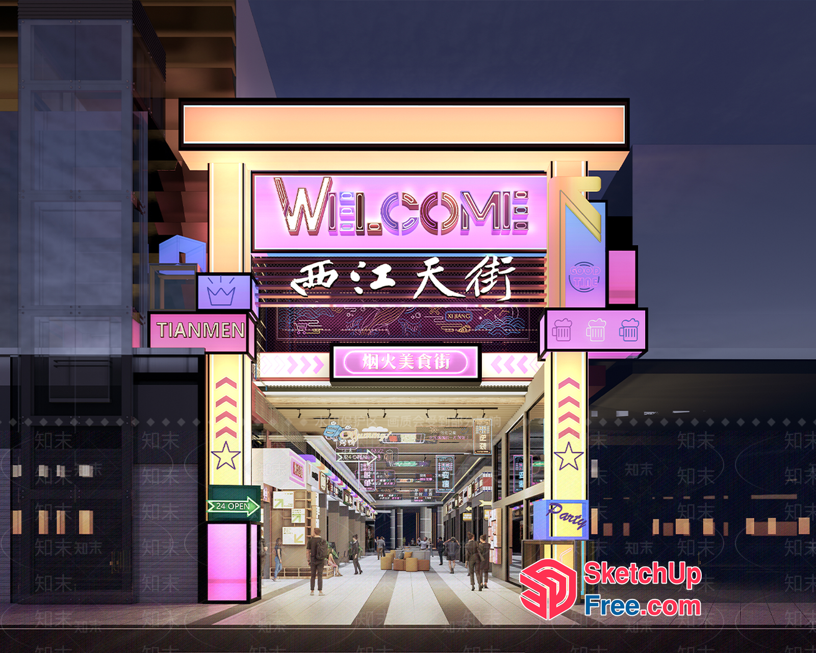 Welcome To The Vibrant Night Market 3D SketchUp File
