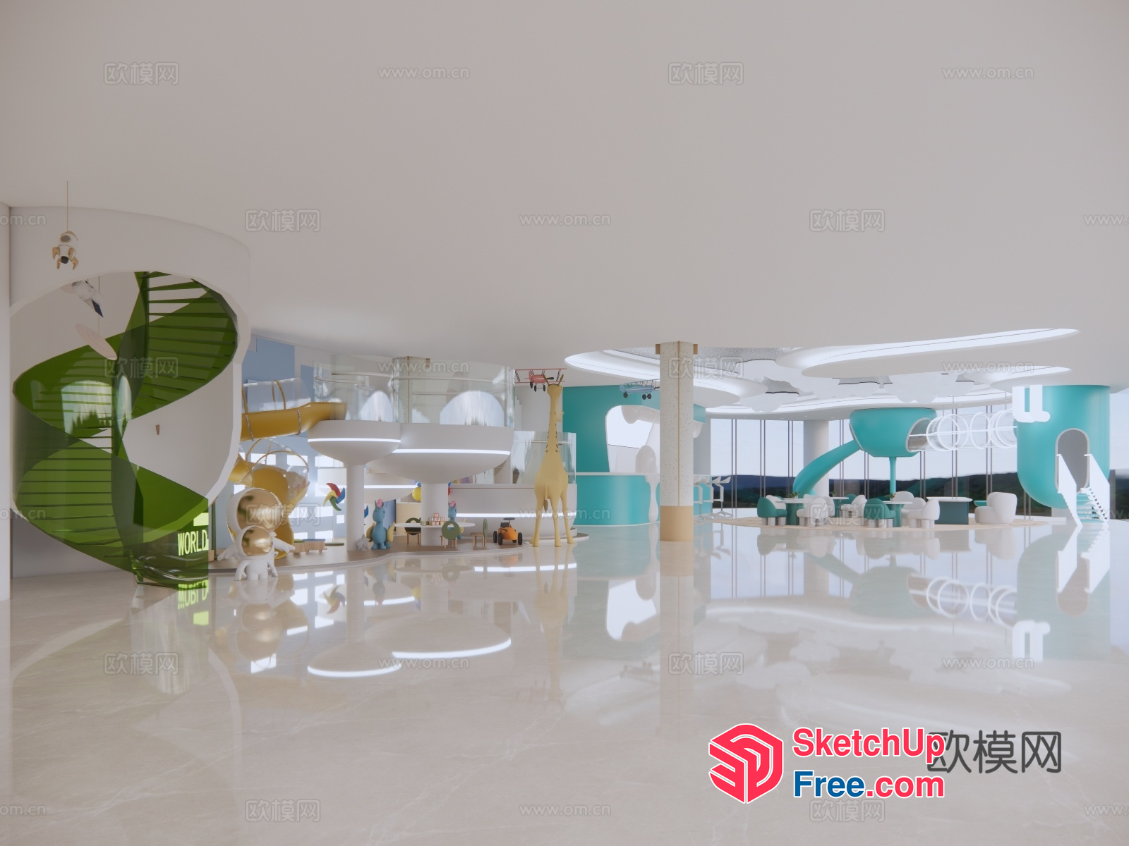 Modern And Futuristic Interior Design With Animal Decor 3D SketchUp File