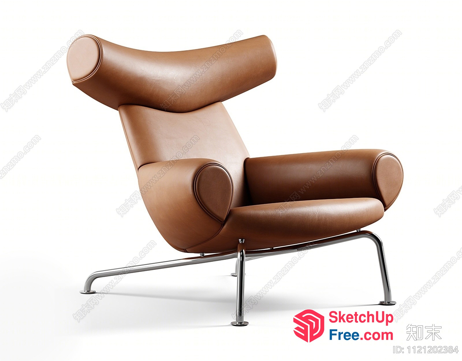 Modern Leather Armchair With Chrome Base 3D SketchUp File