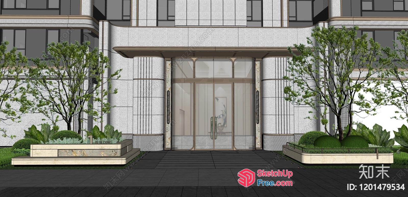 Exterior Of A Modern Office Building 3D SketchUp File
