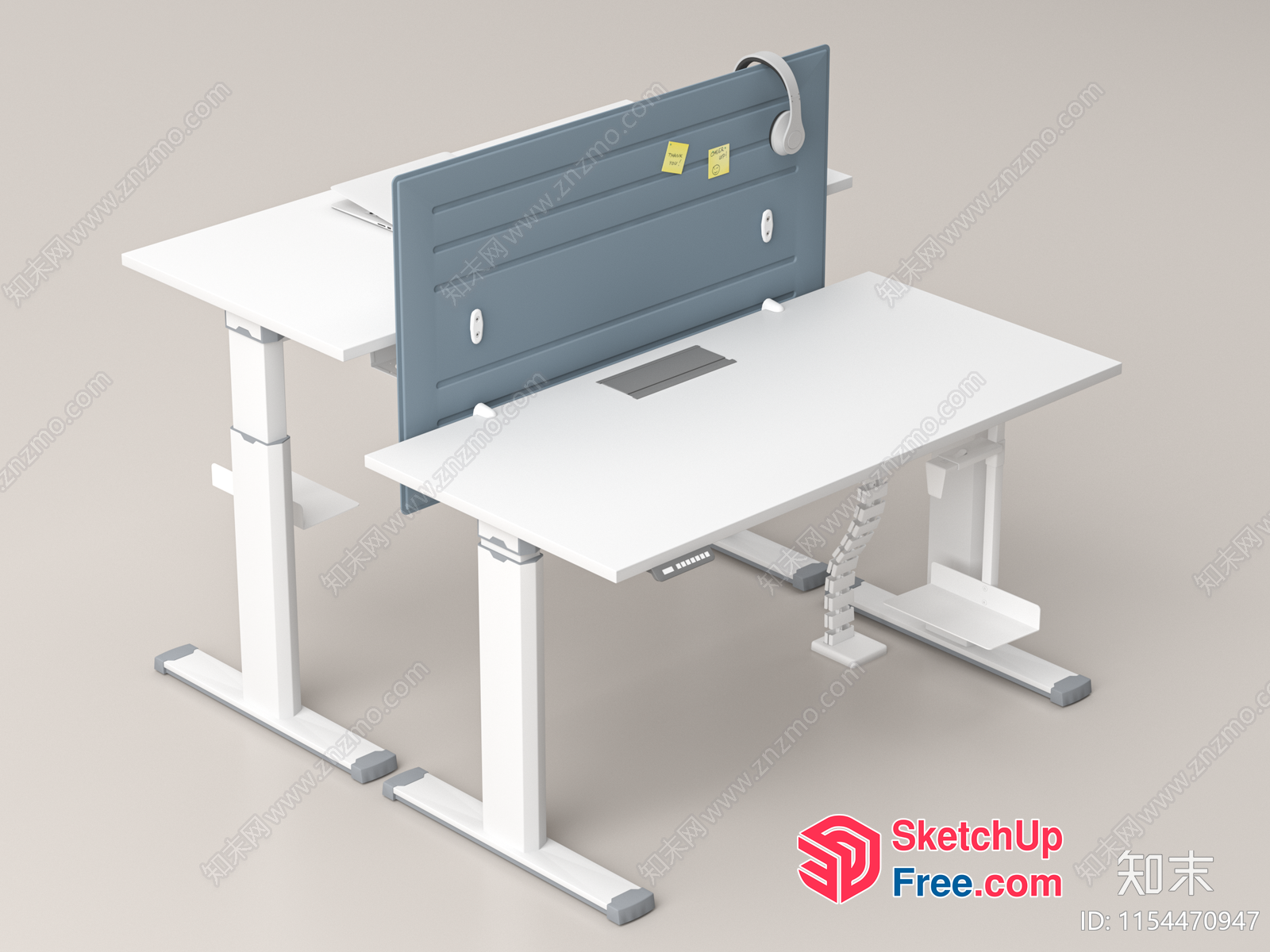 Computer Desk With Built-In Monitor And Keyboard Tray 3D SketchUp File