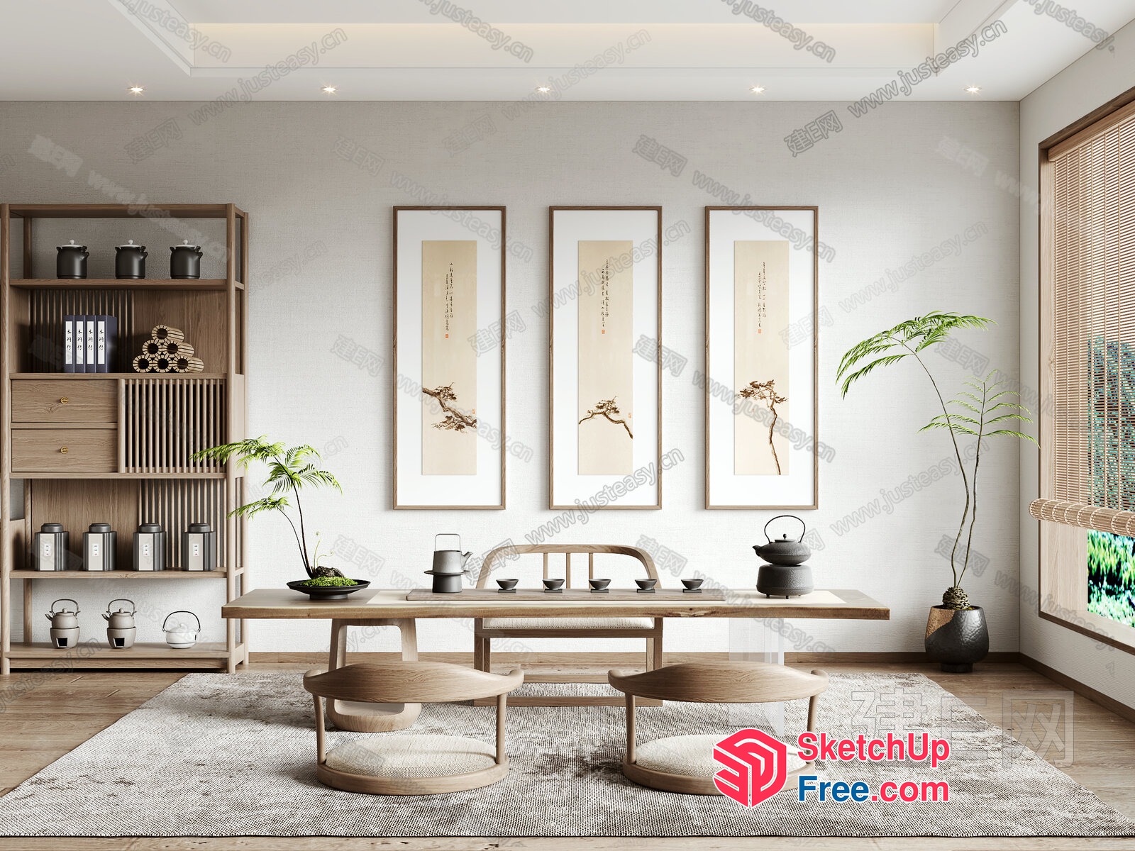 Modern Japanese-Inspired Dining Room With Minimalist Decor 3D SketchUp File