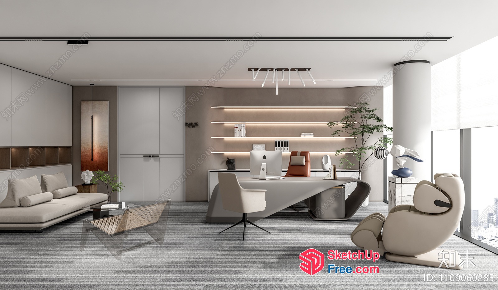 Modern Minimalist Office Space With Sleek Furniture 3D SketchUp File