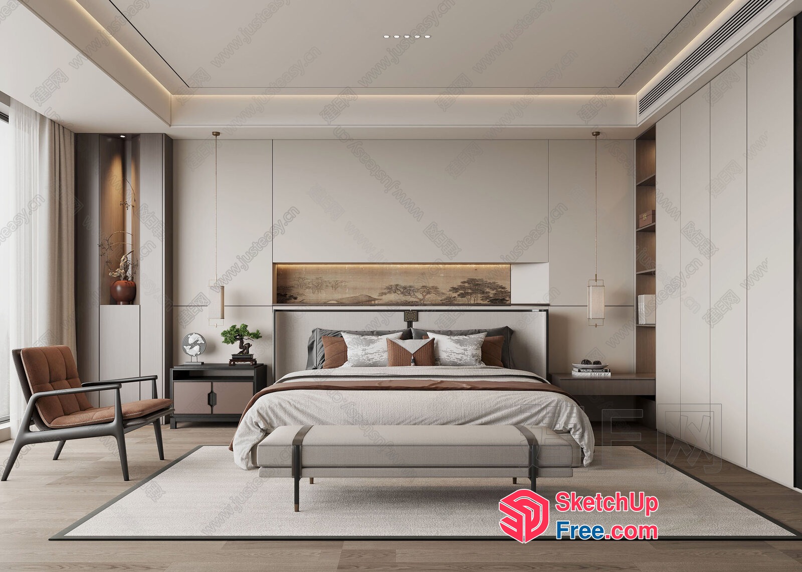 Elegant And Serene Master Bedroom 3D SketchUp File