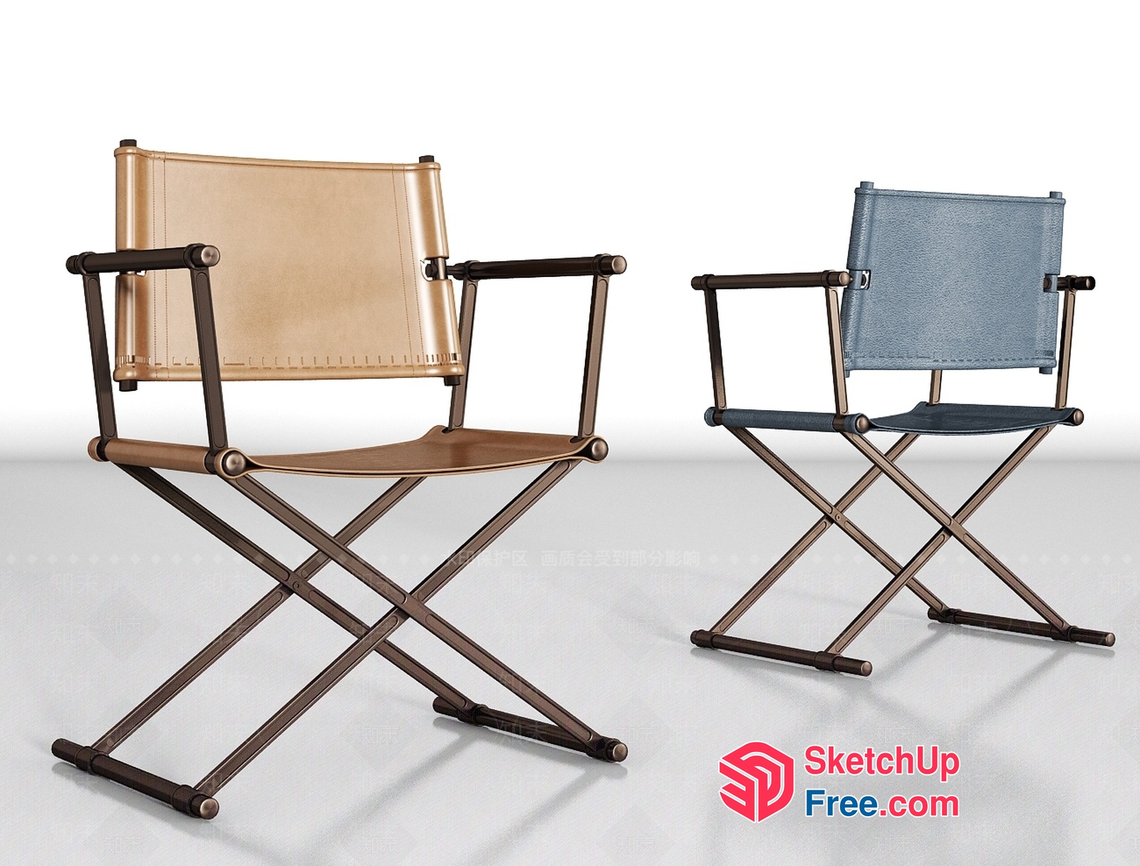 Vintage Style Leather Folding Chairs 3D SketchUp File