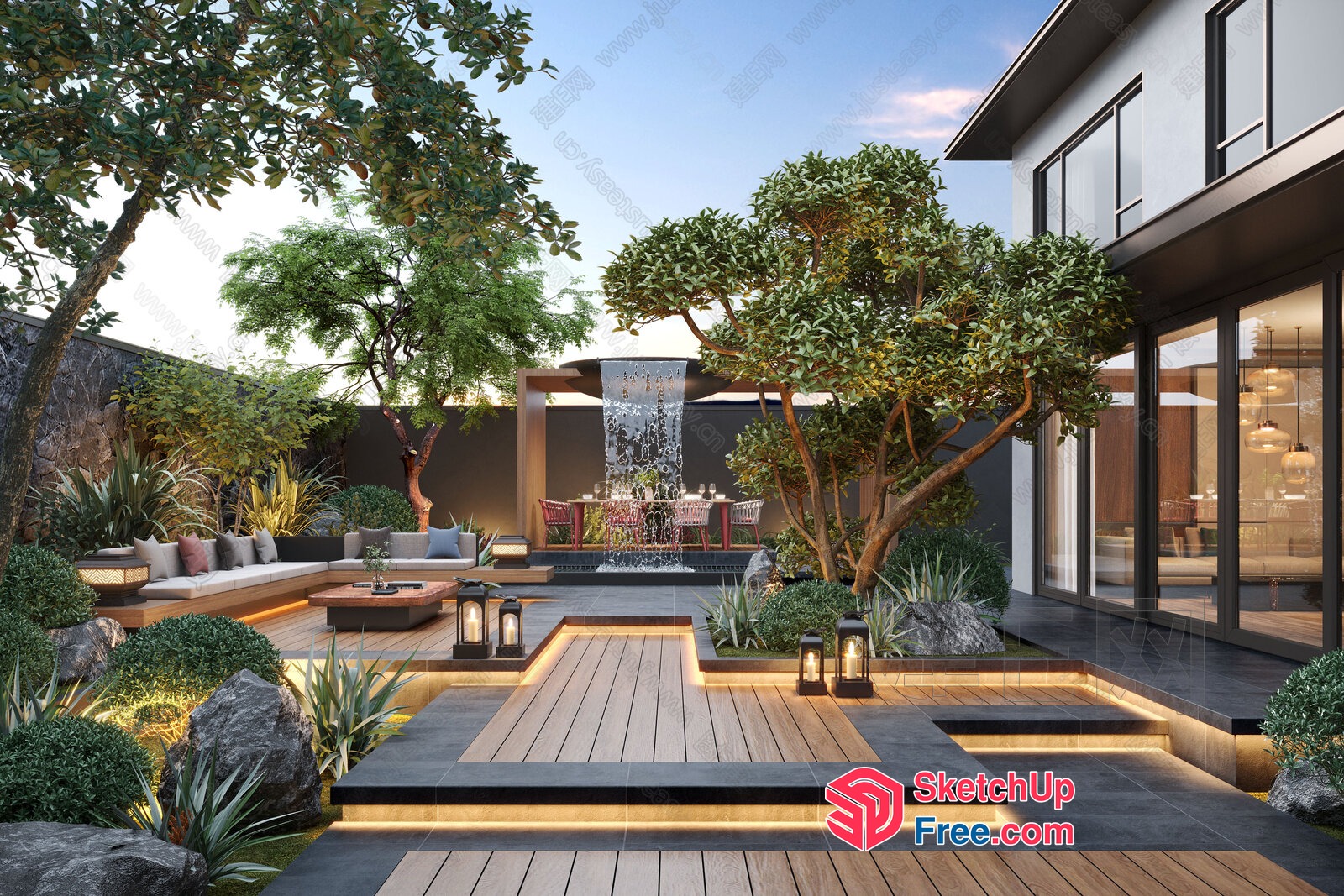 Modern Japanese-Inspired Outdoor Living Space 3D SketchUp File