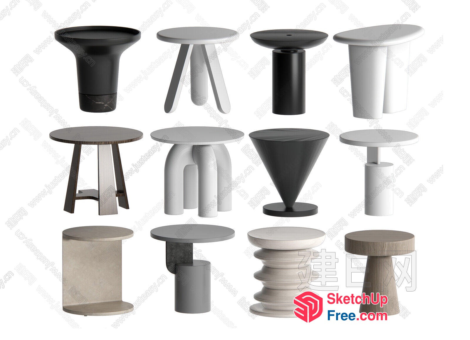Modern Stool Designs In Various Shapes 3D SketchUp File