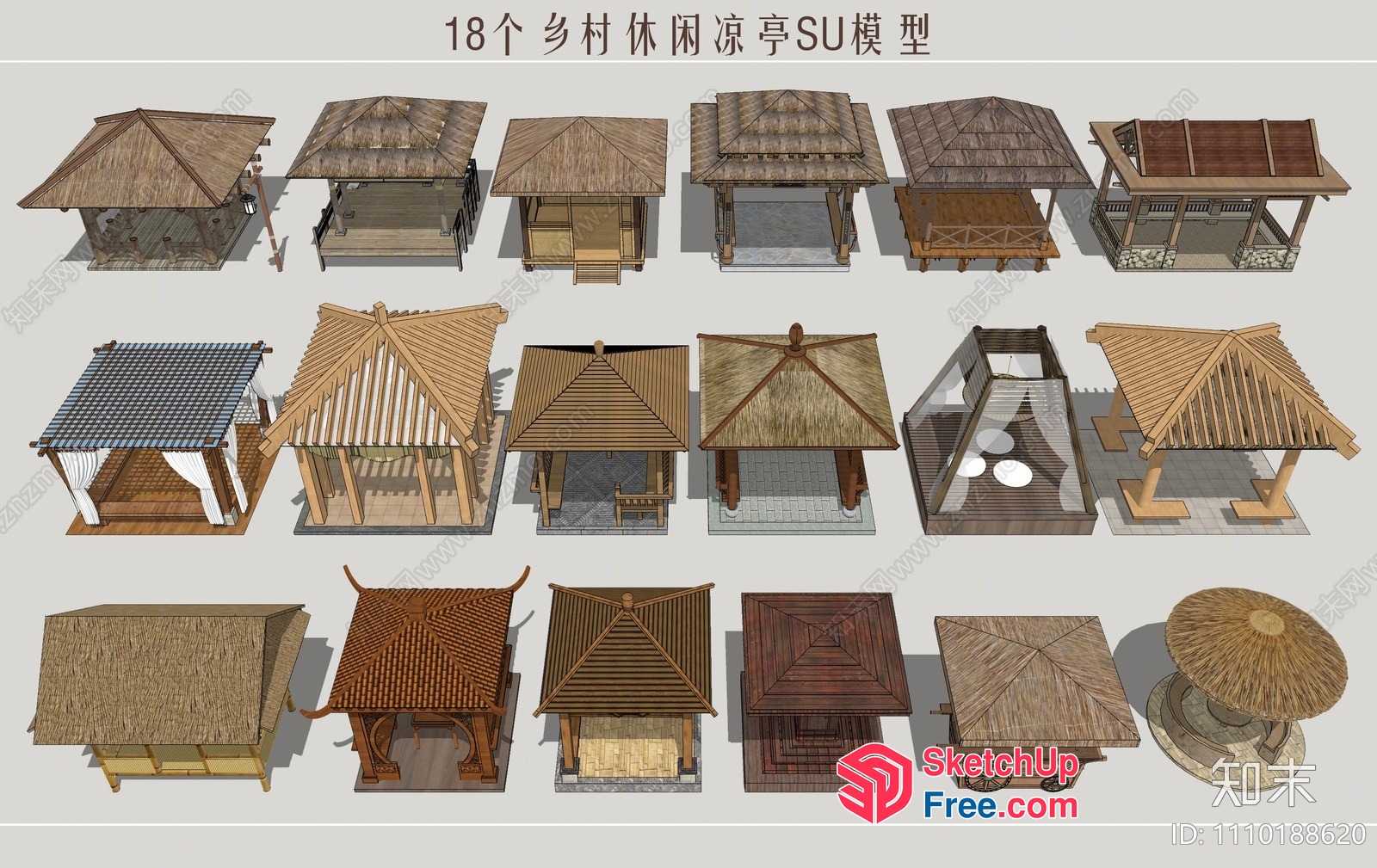 Asian Style Outdoor Pavilions 3D SketchUp File