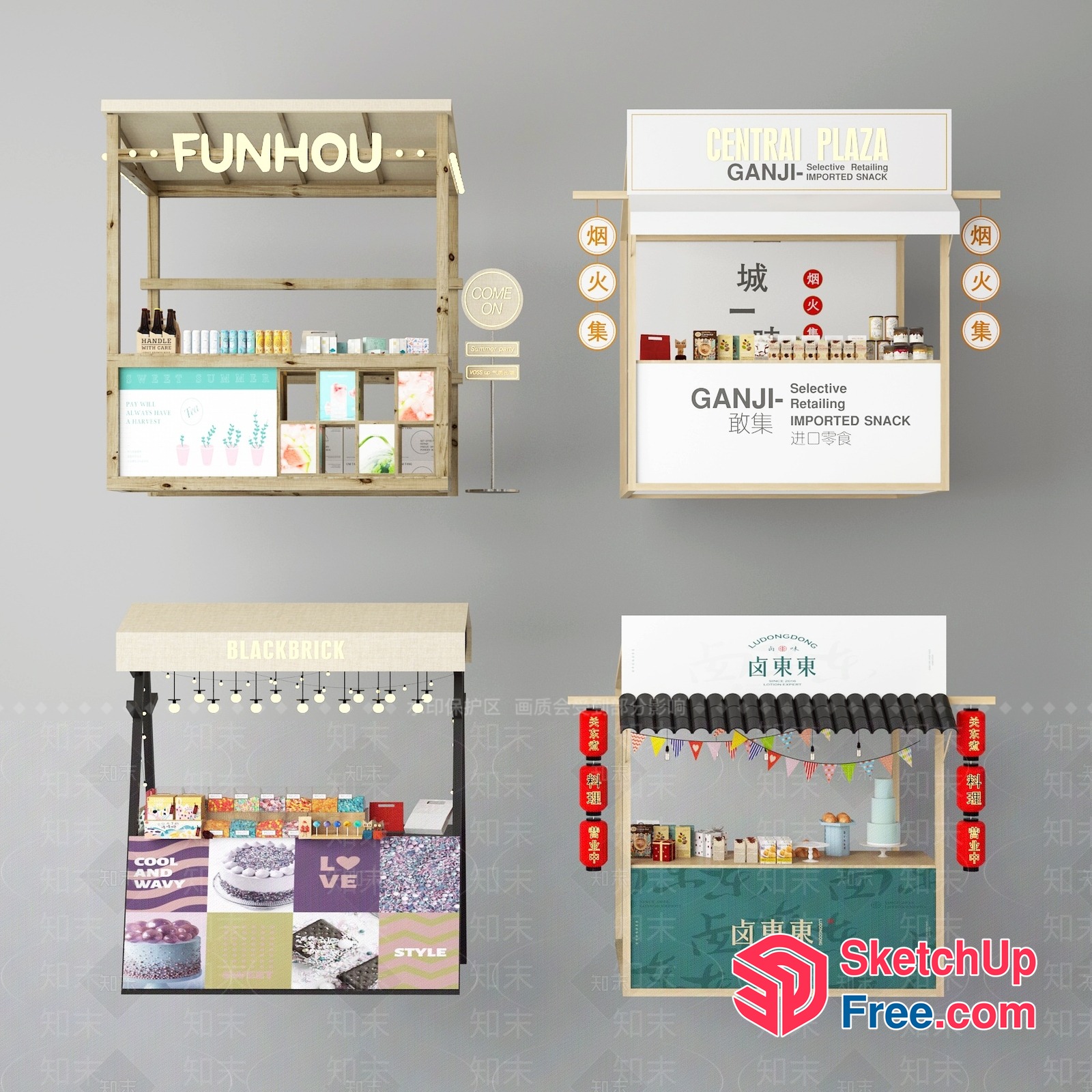Asian-Inspired Retail Market 3D SketchUp File