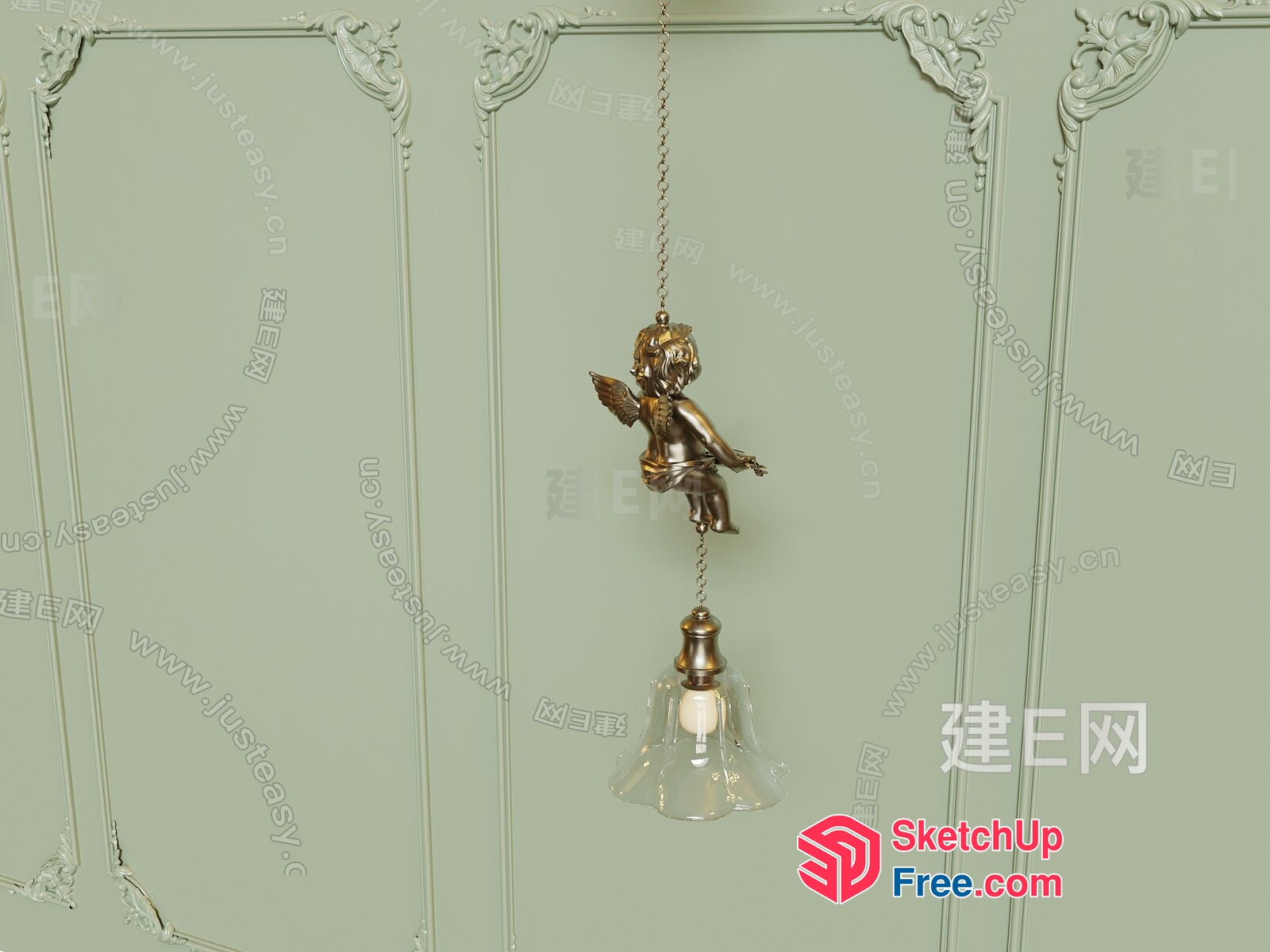 Angelic Glass Pendant Light Fixture 3D SketchUp File