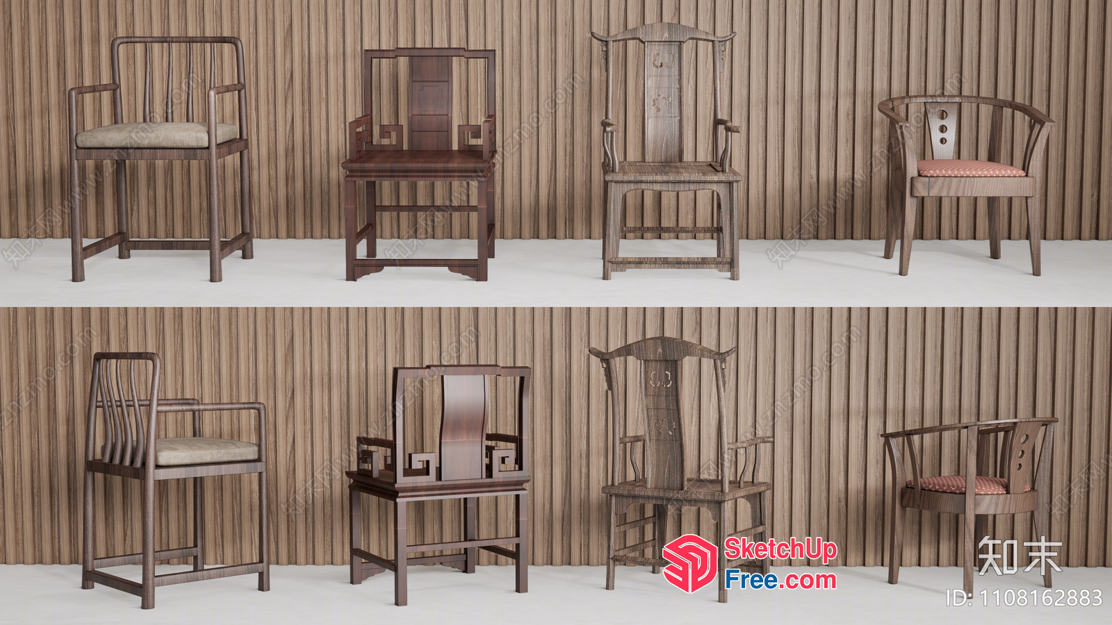 Traditional Chinese Wooden Chairs 3D SketchUp File