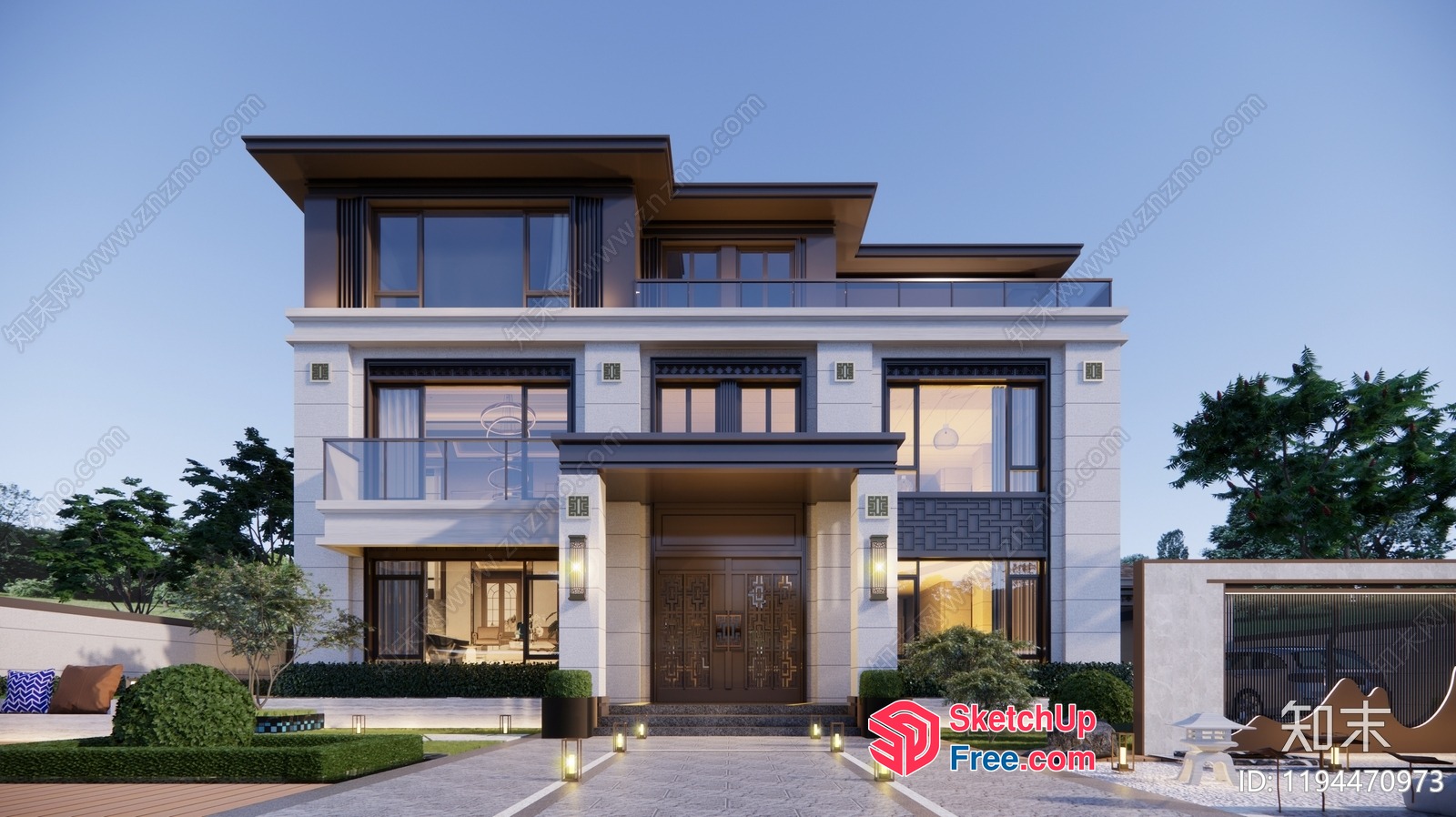 Luxury Villa With Elegant Exterior Design 3D SketchUp File