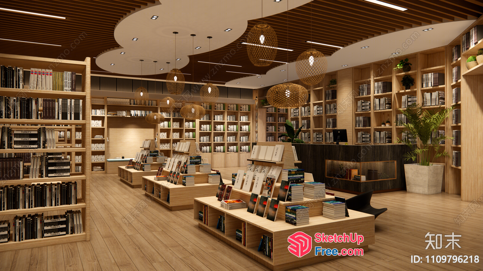 Elegant And Modern Library Interior Design 3D SketchUp File