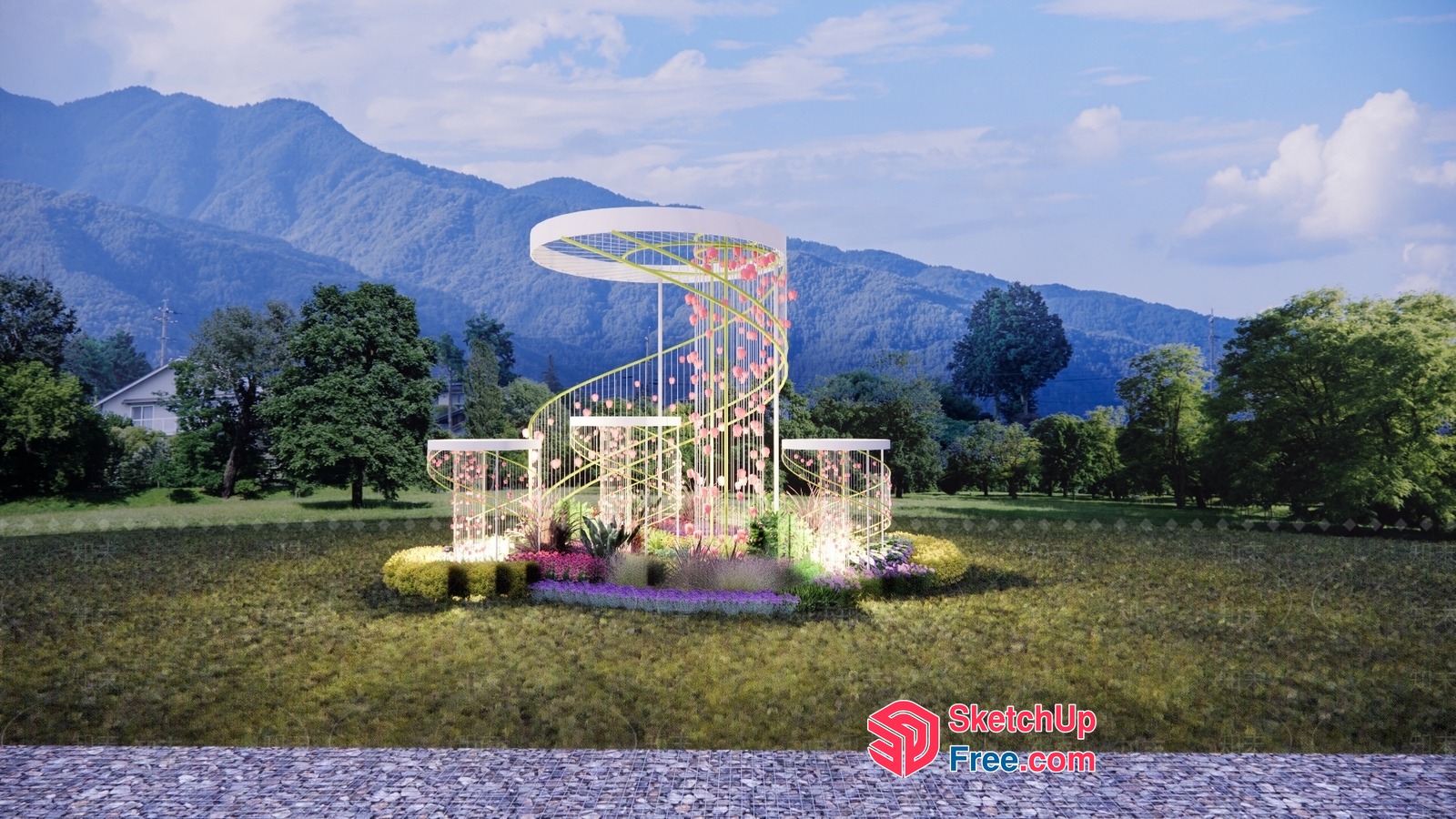 Spiral Staircase Amidst Nature 3D SketchUp File