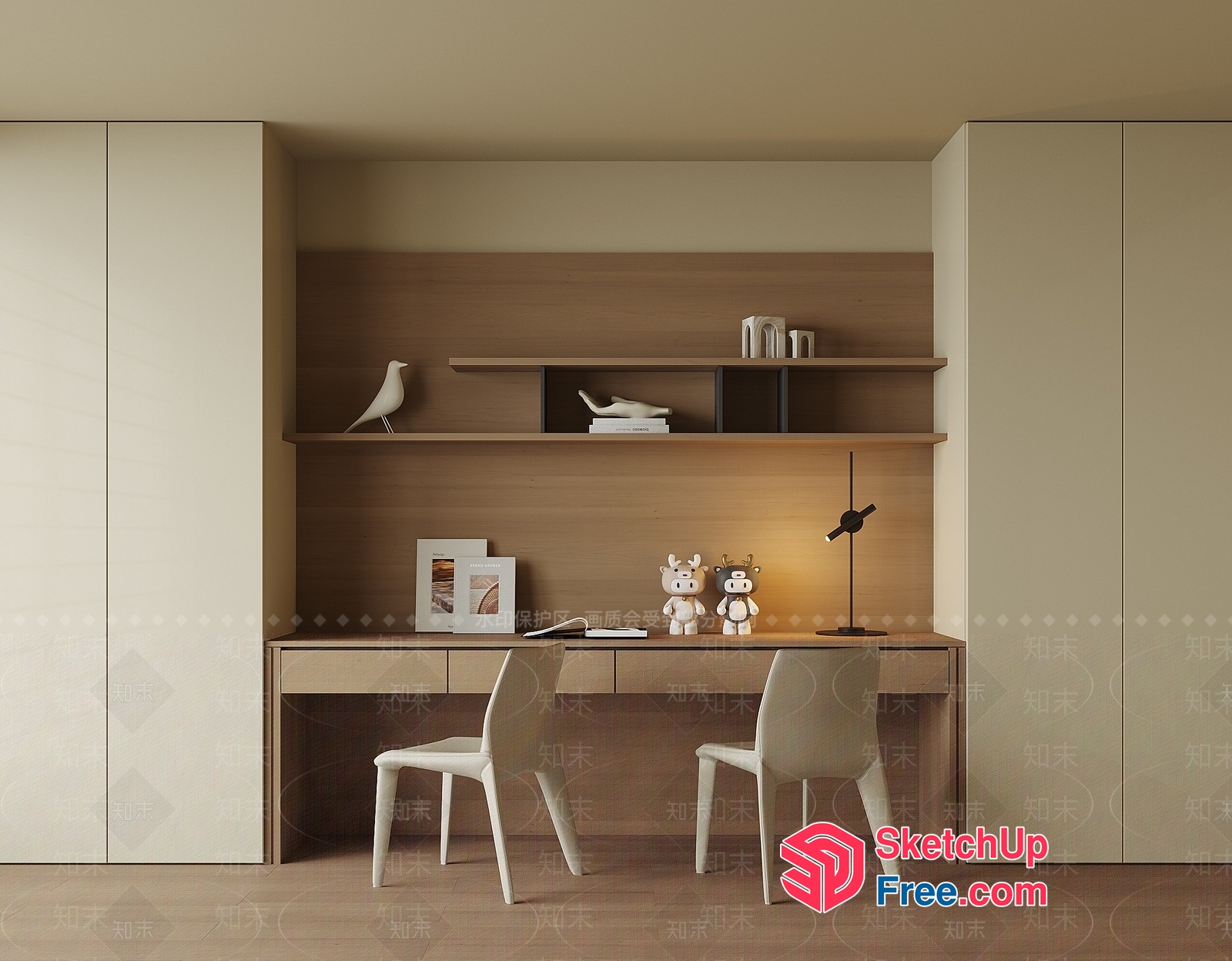 Minimalist Modern Home Office Decor 3D SketchUp File