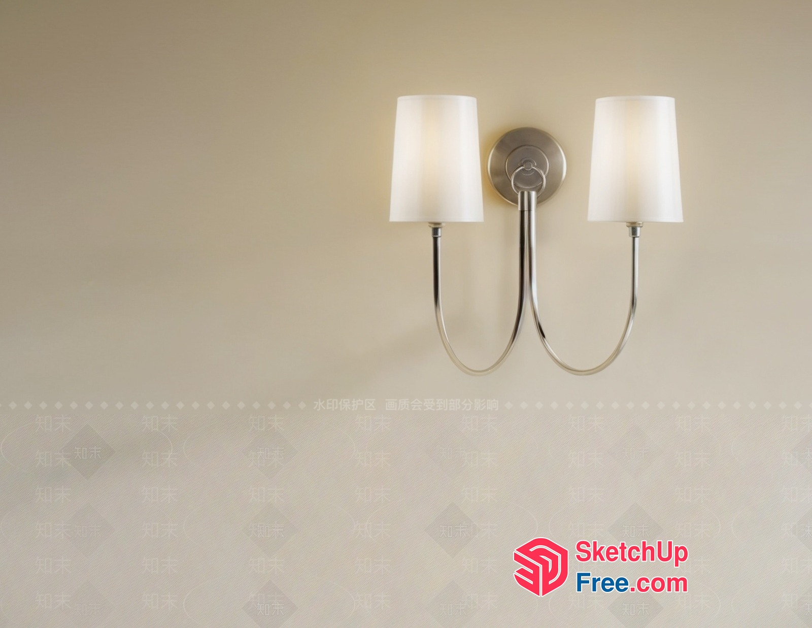 Modern Silver Double Sconce Light Fixture 3D SketchUp File