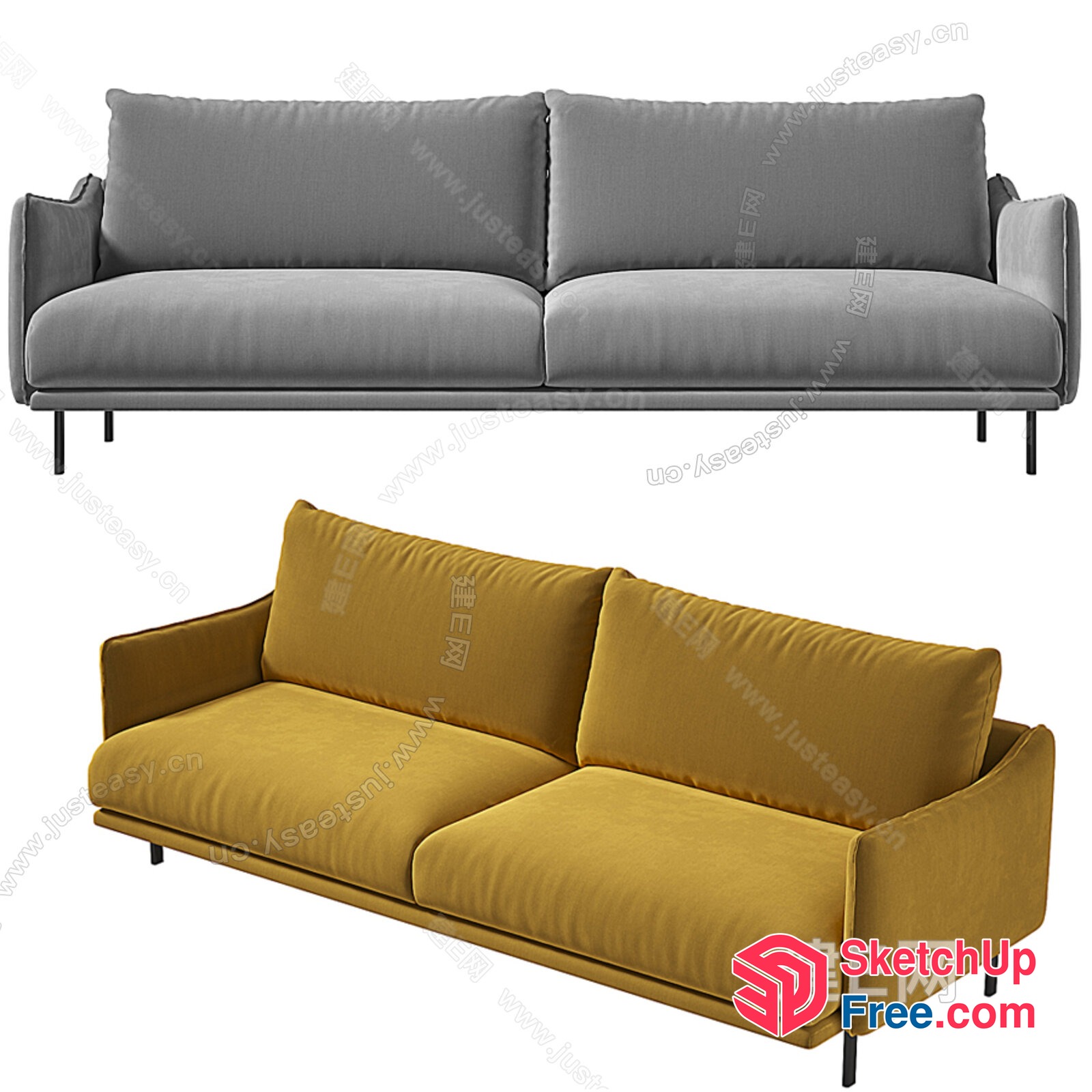 Modern Minimalist Living Room Furniture Set 3D SketchUp File