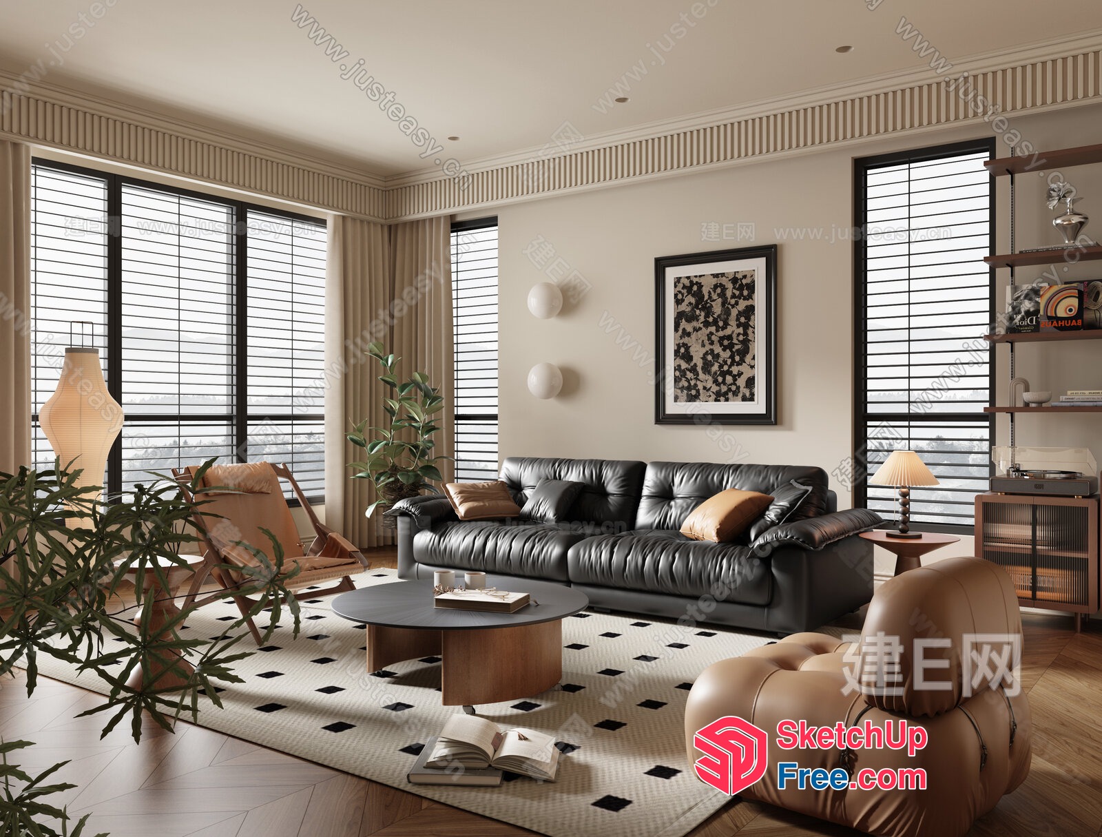 Elegant And Modern Living Room With Sleek Furniture 3D SketchUp File