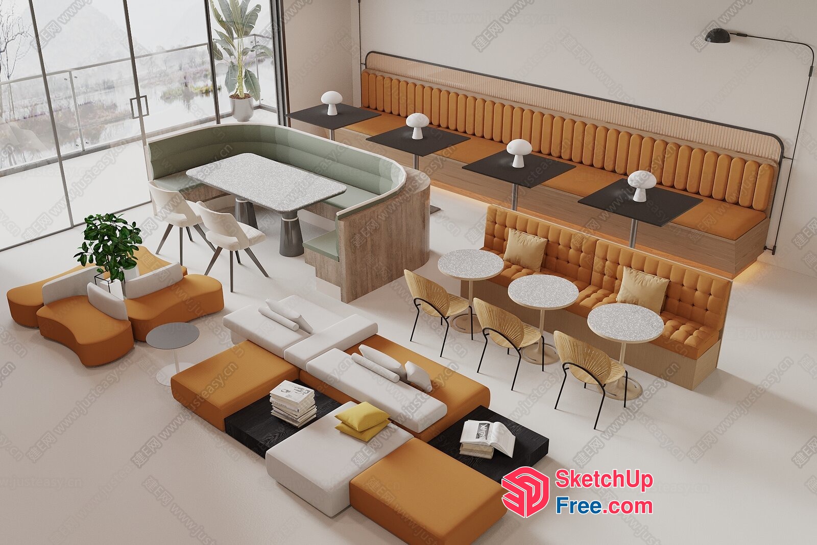 Modern Minimalist Living Room Furniture Set 3D SketchUp File