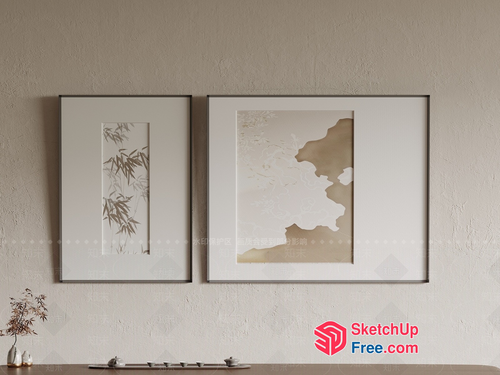 Asian-Inspired Minimalist Artwork 3D SketchUp File