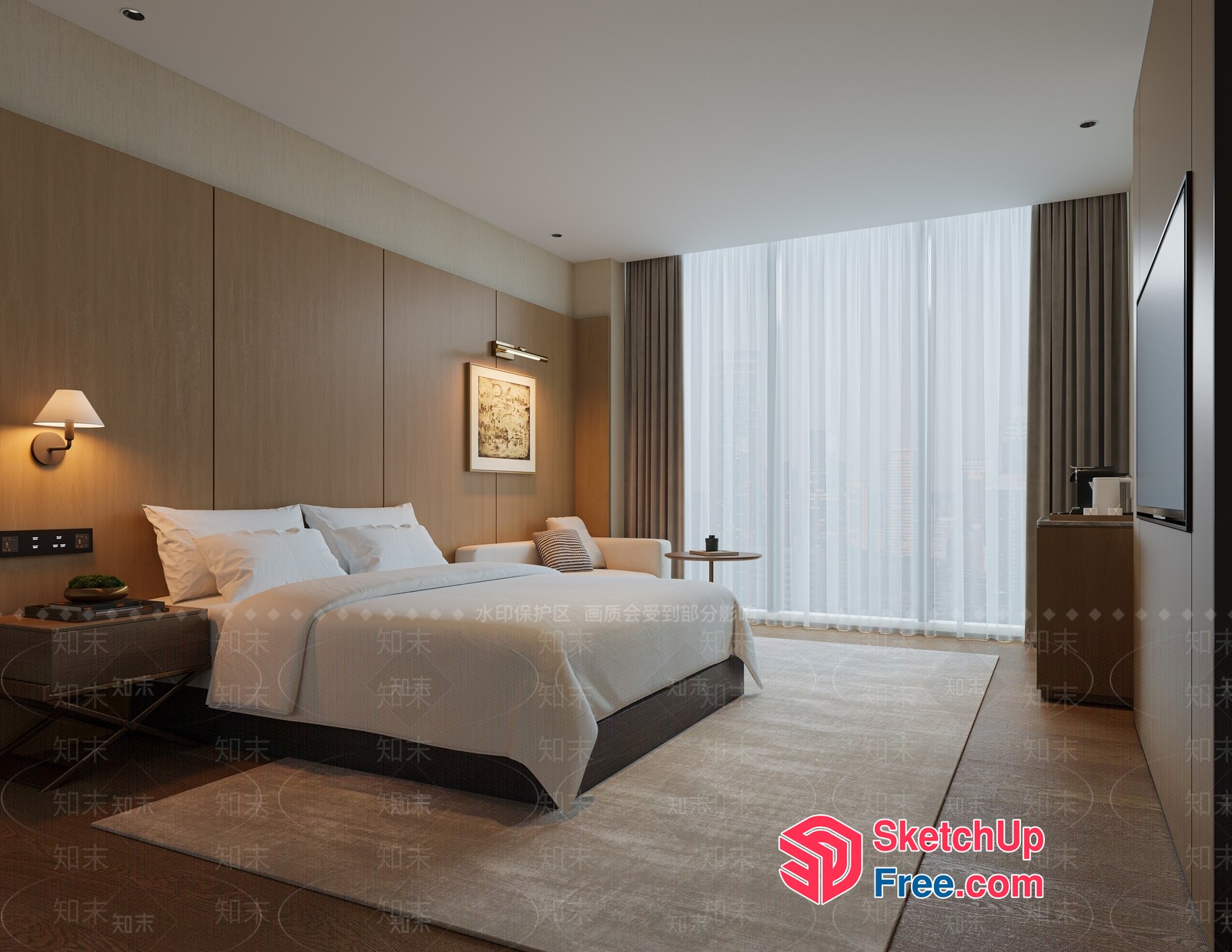 Modern Minimalist Bedroom Interior 3D SketchUp File