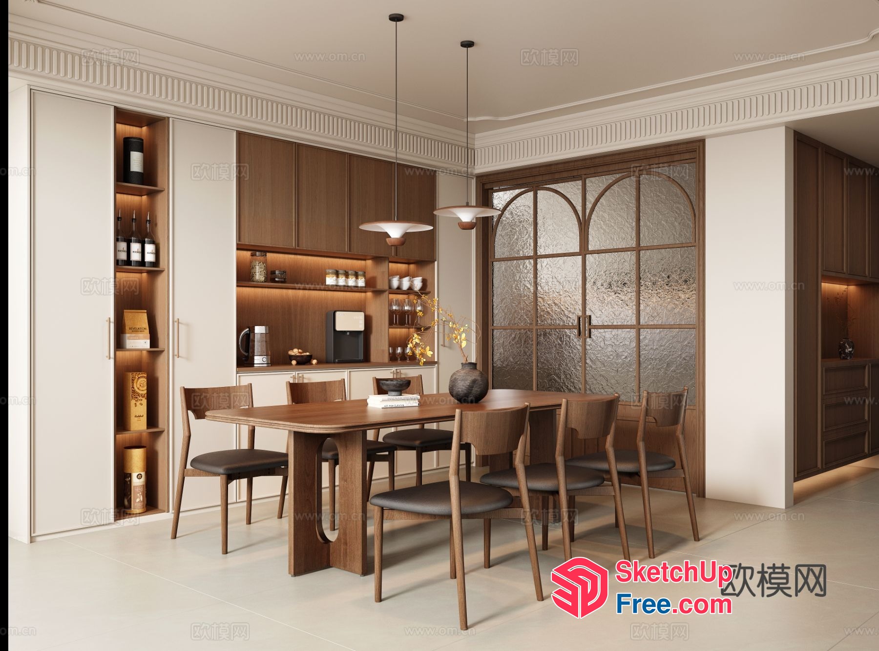 Classic Moulding Dining Room Interior 3D SketchUp File