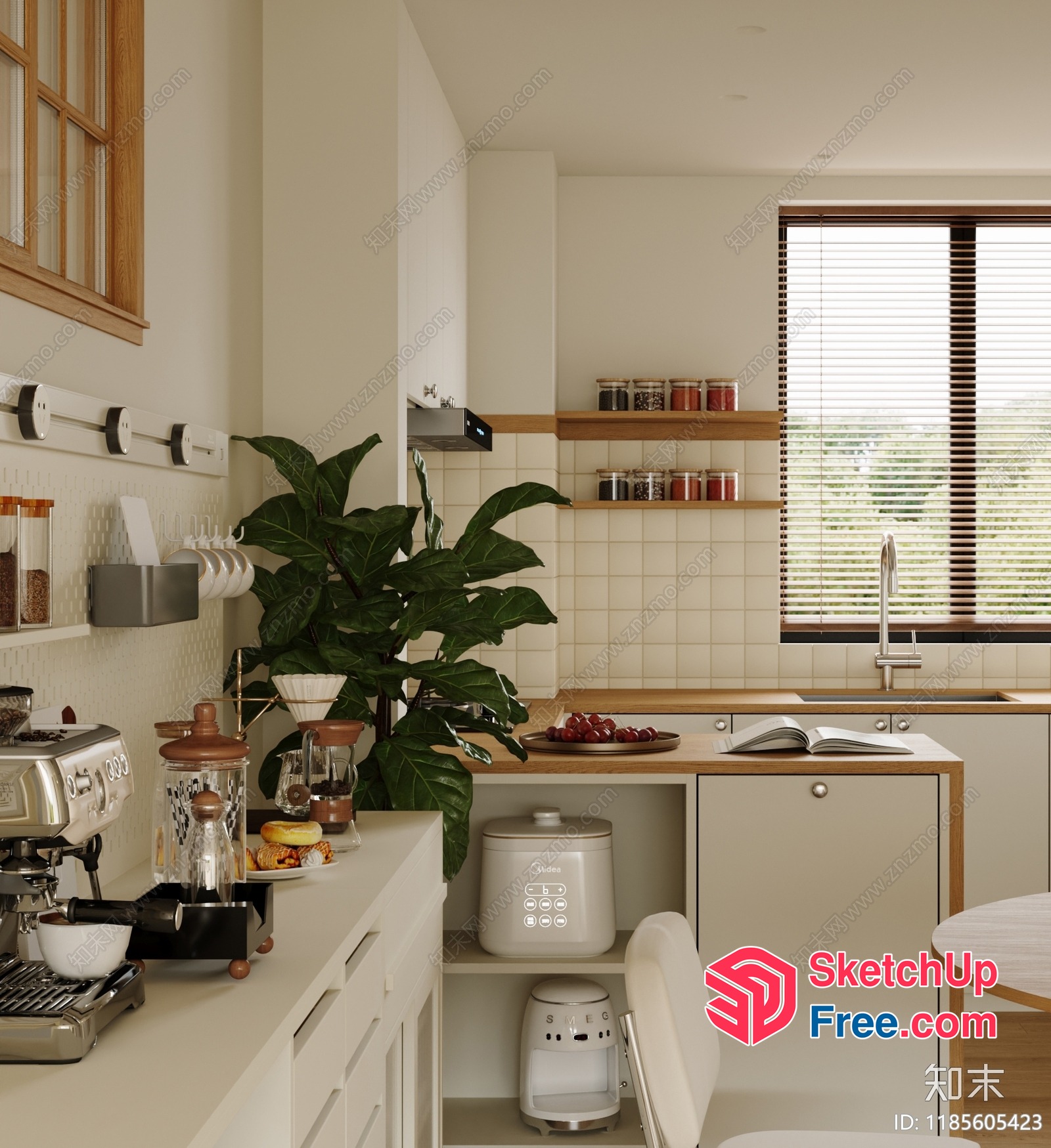 Modern Kitchen With White And Wood Accents 3D SketchUp File