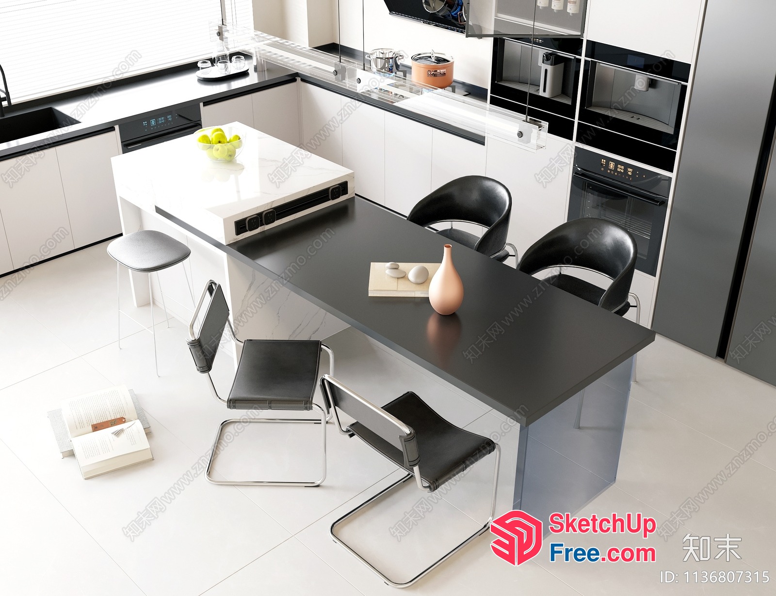 Modern Minimalist Kitchen Interior With Sleek Furniture 3D SketchUp File