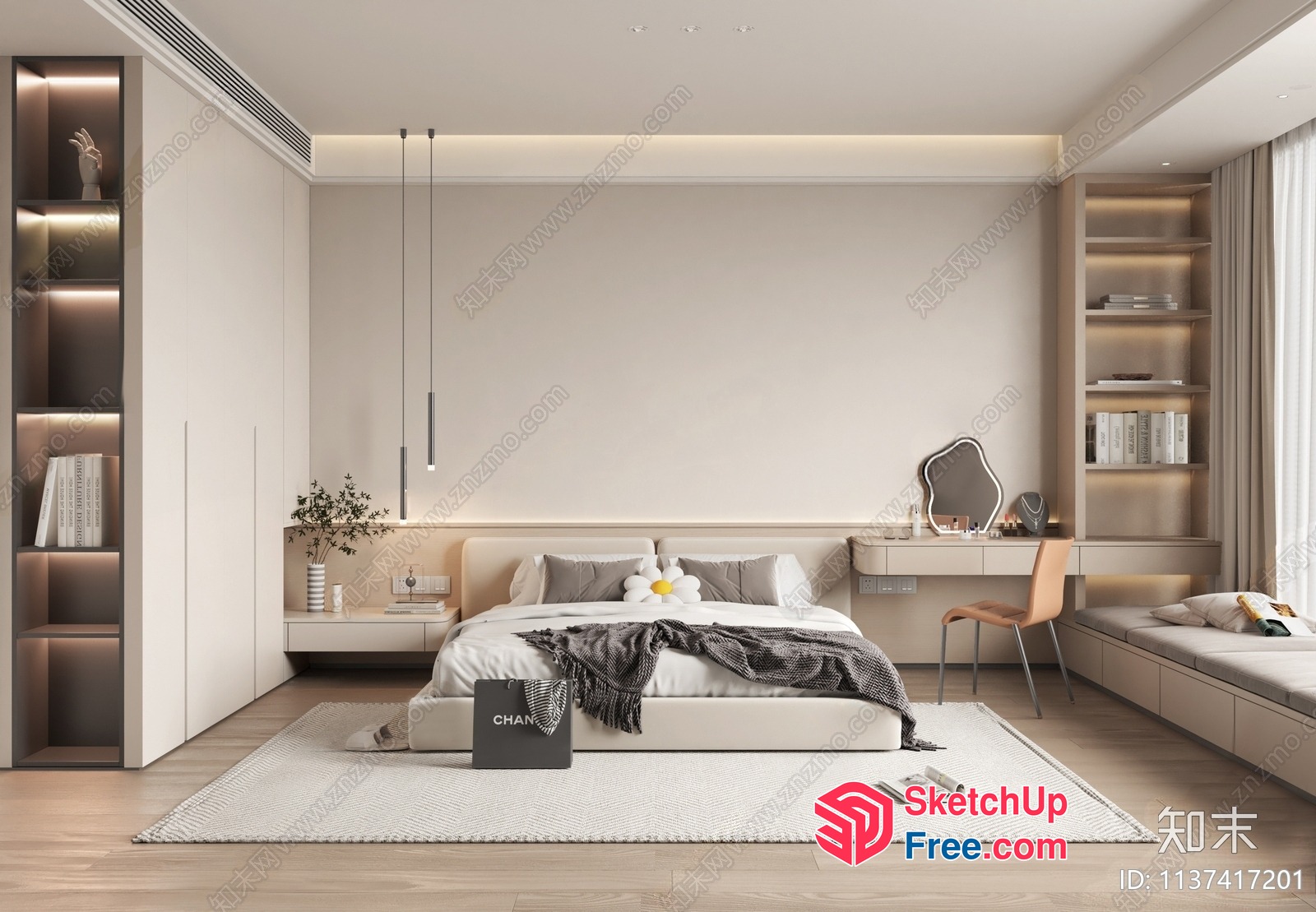 Modern Minimalist Bedroom Interior With Sleek Furniture 3D SketchUp File