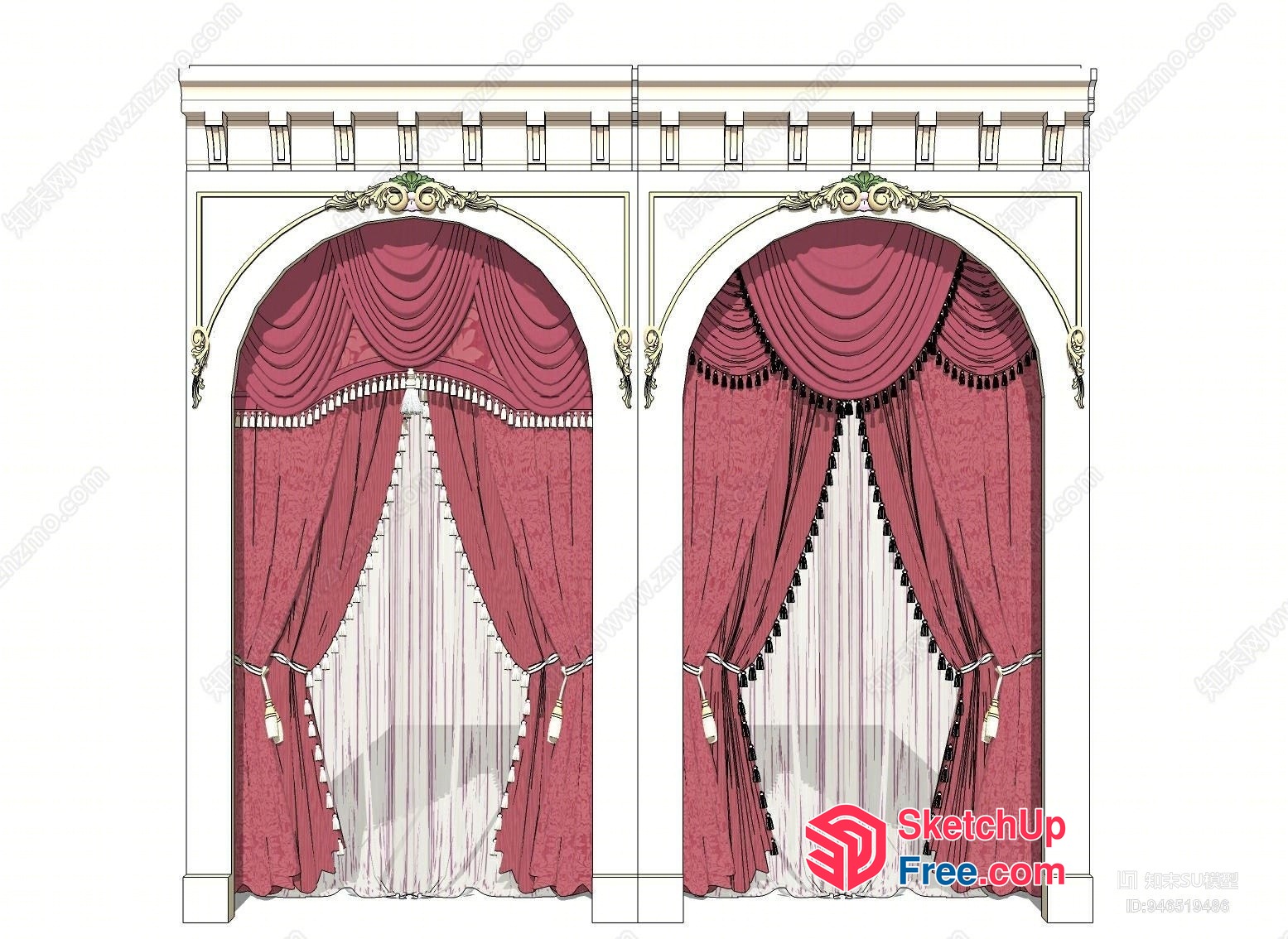 Ornate Classical Curtains And Drapery 3D SketchUp File