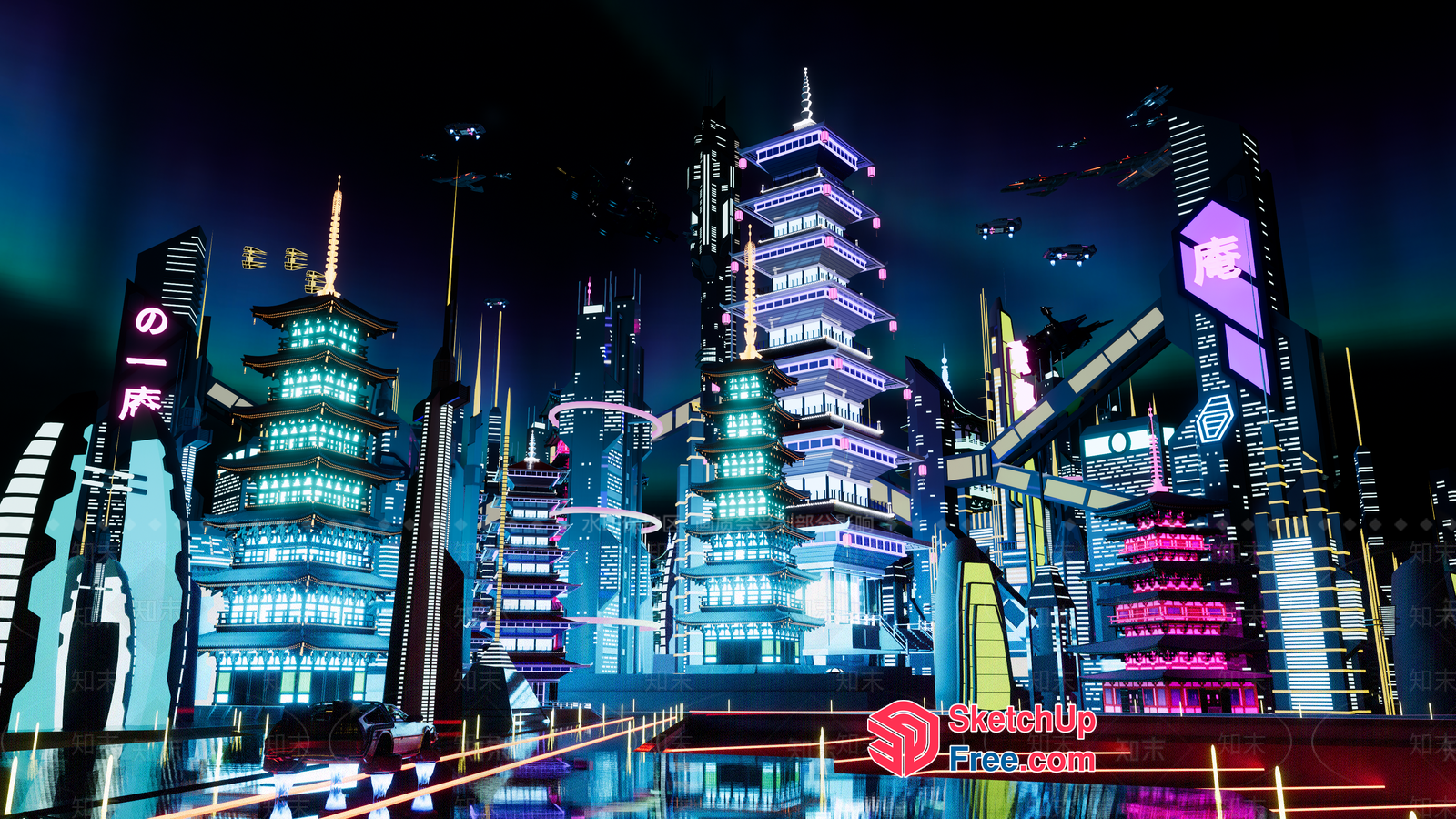Futuristic Asian Cityscape 3D SketchUp File