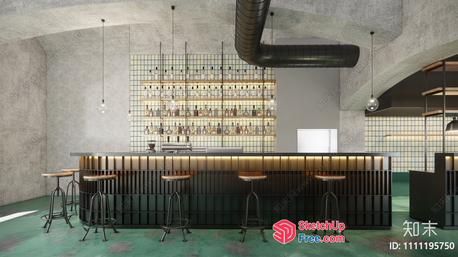 Modern Industrial Bar Interior Design 3D SketchUp File