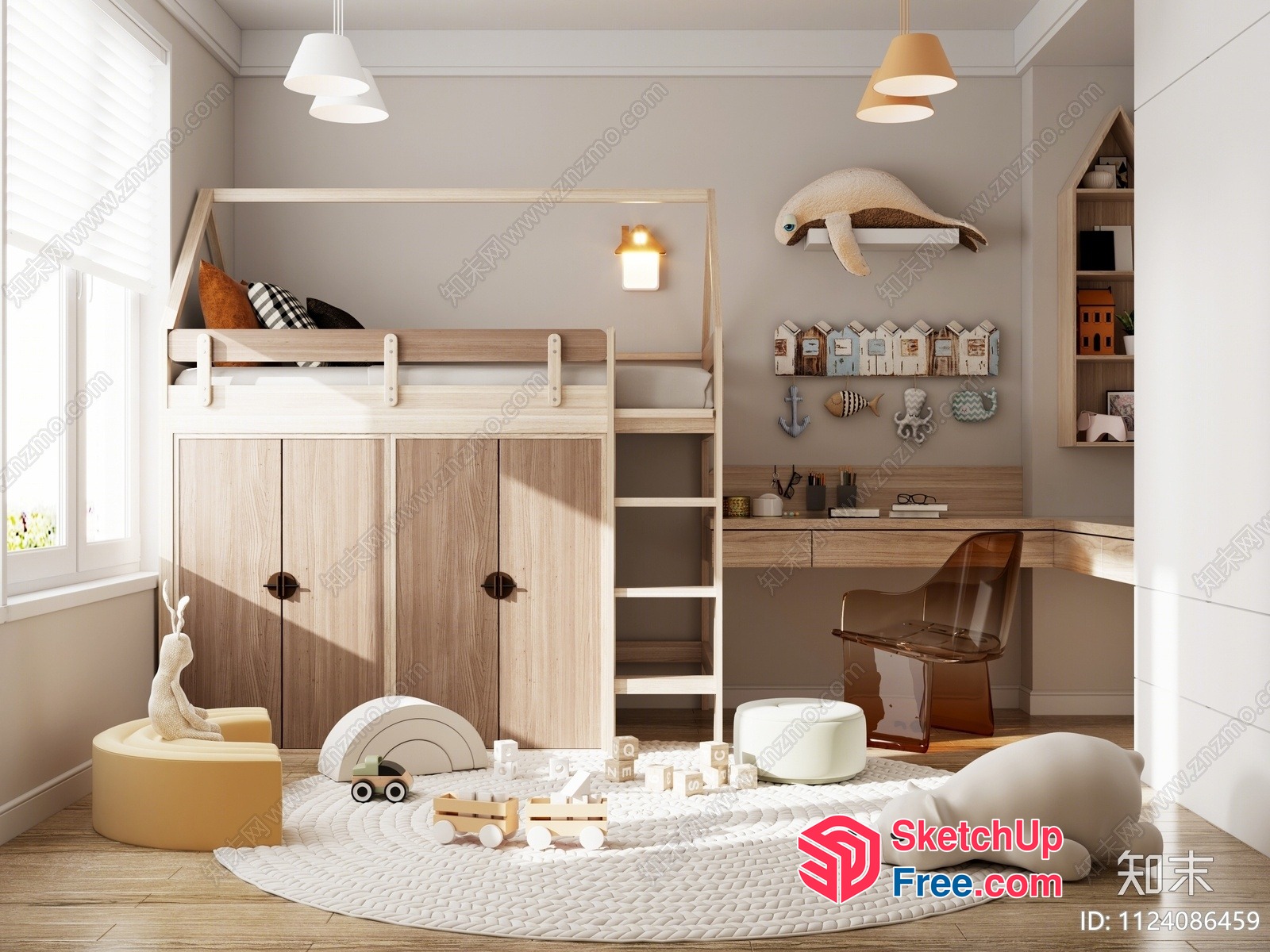 Cozy Children'S Bedroom With Minimalist Furniture 3D SketchUp File