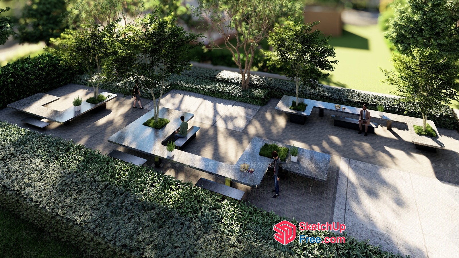 Modern Outdoor Seating Area With Natural Surroundings 3D SketchUp File