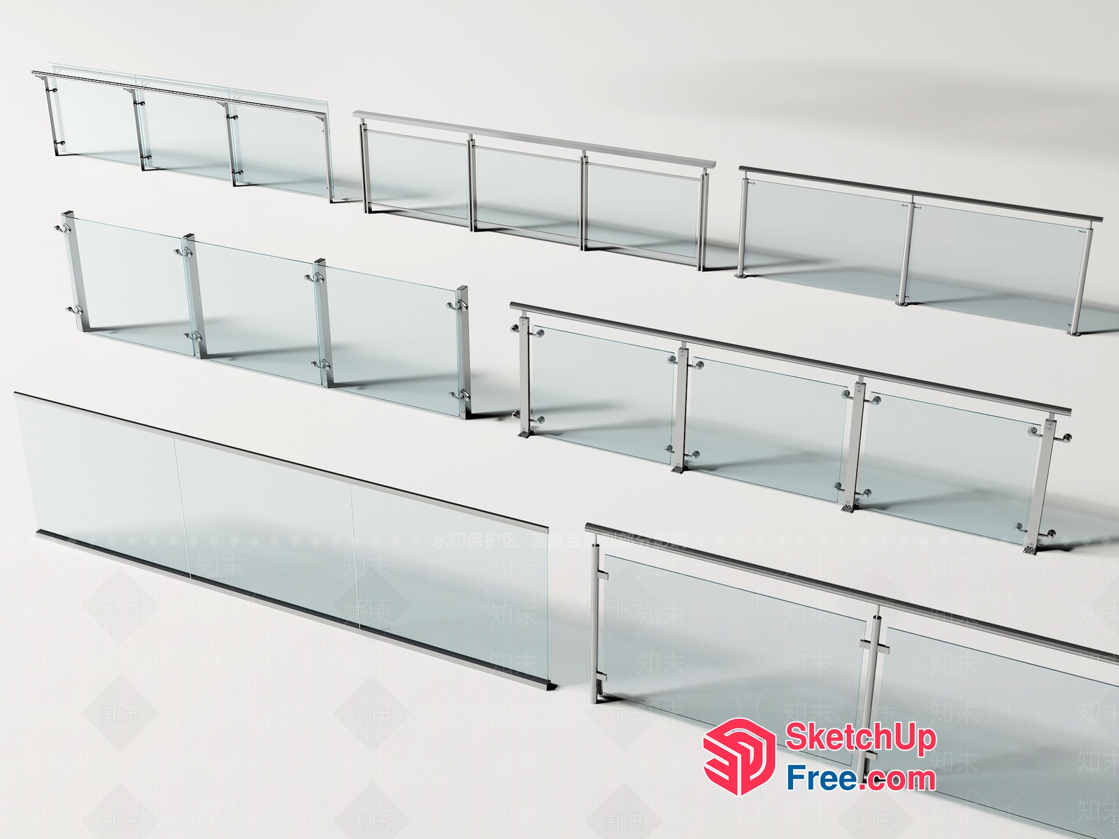 Glass Railing System 3D SketchUp File