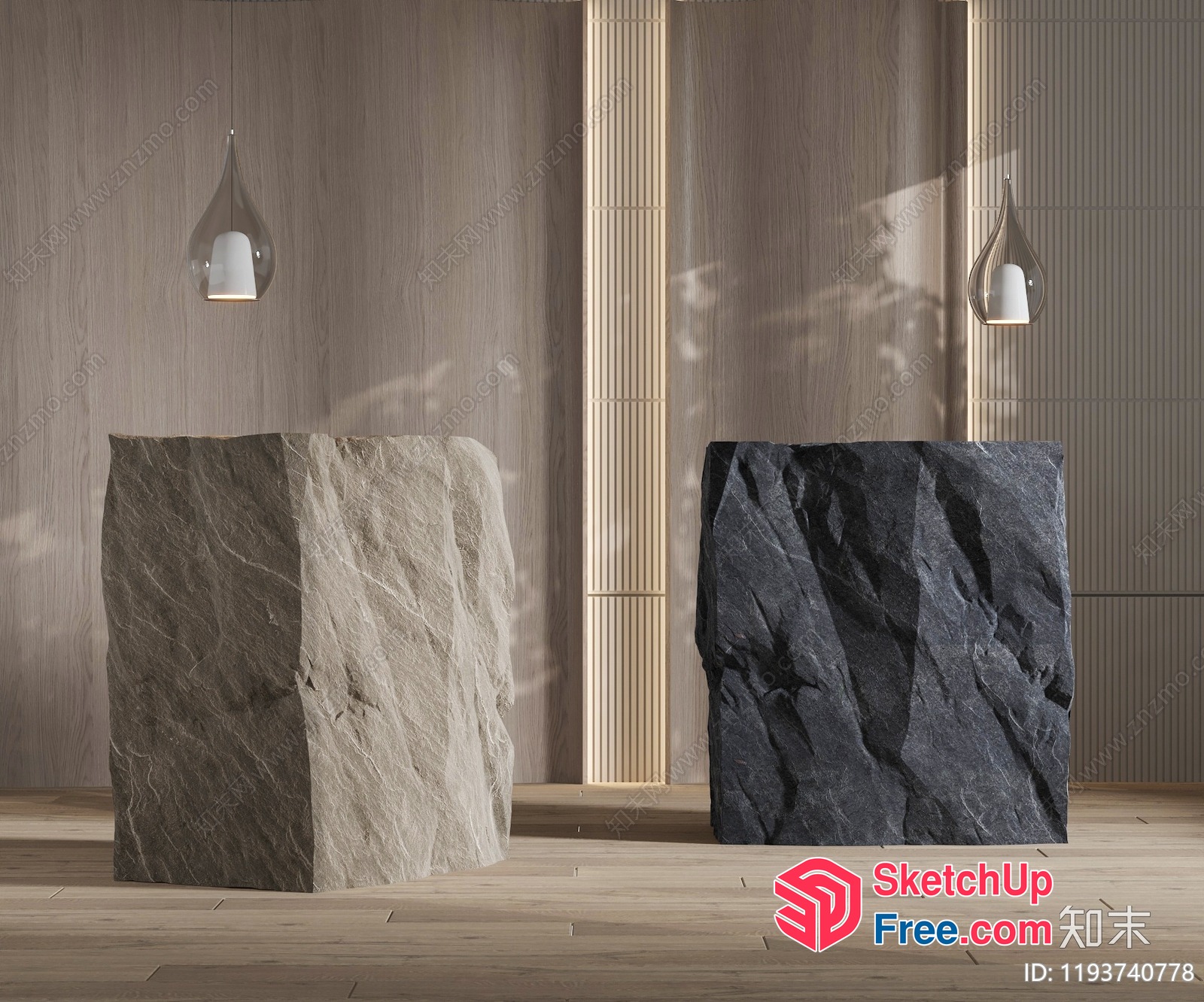 Modern Minimalist Interior Design With Natural Stone Accents 3D SketchUp File