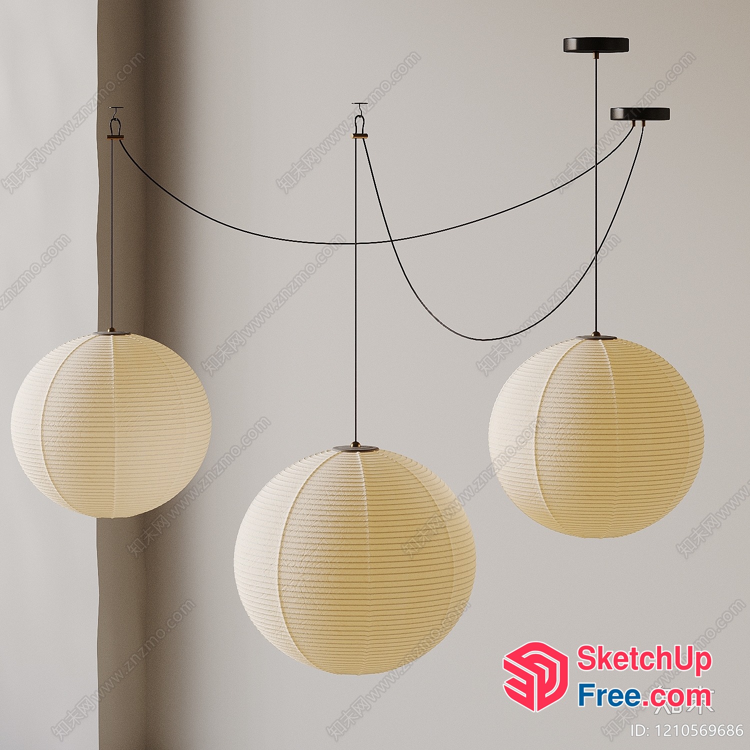 Modern Minimalist Japanese Style Hanging Lanterns 3D SketchUp File