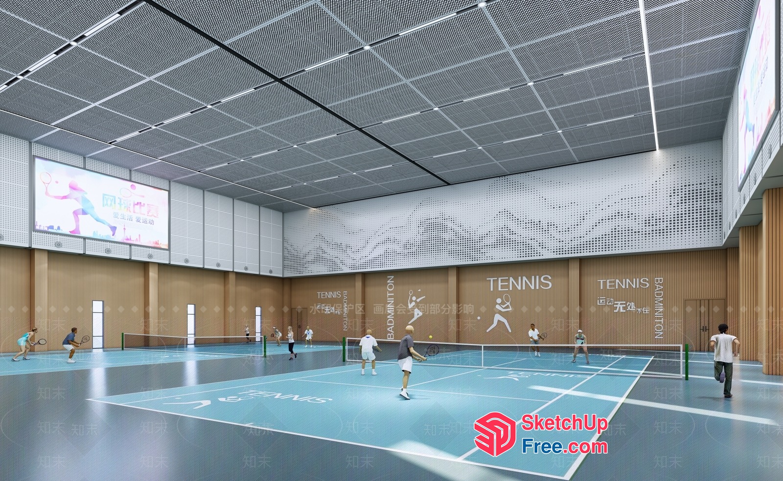 Tennis And Badminton Court Interior 3D SketchUp File
