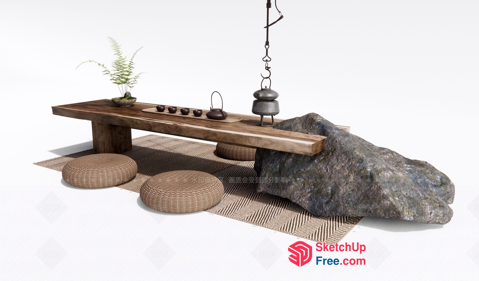Wabi-Sabi Style Japanese Tea Table 3D SketchUp File