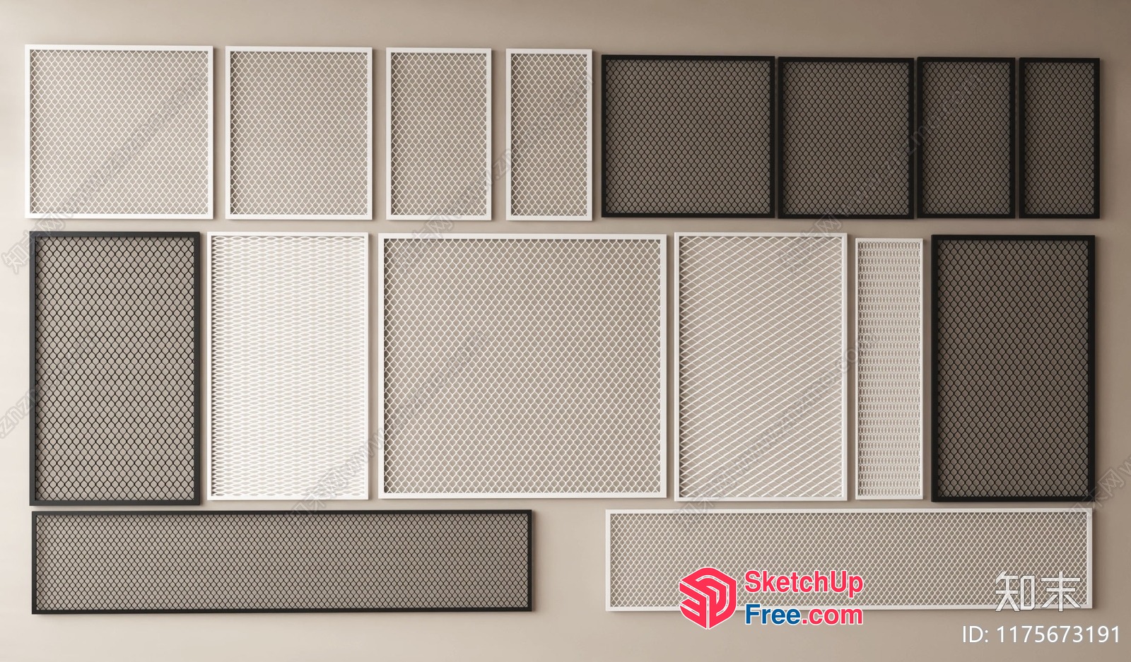 White And Gray Wall Decorations 3D SketchUp File