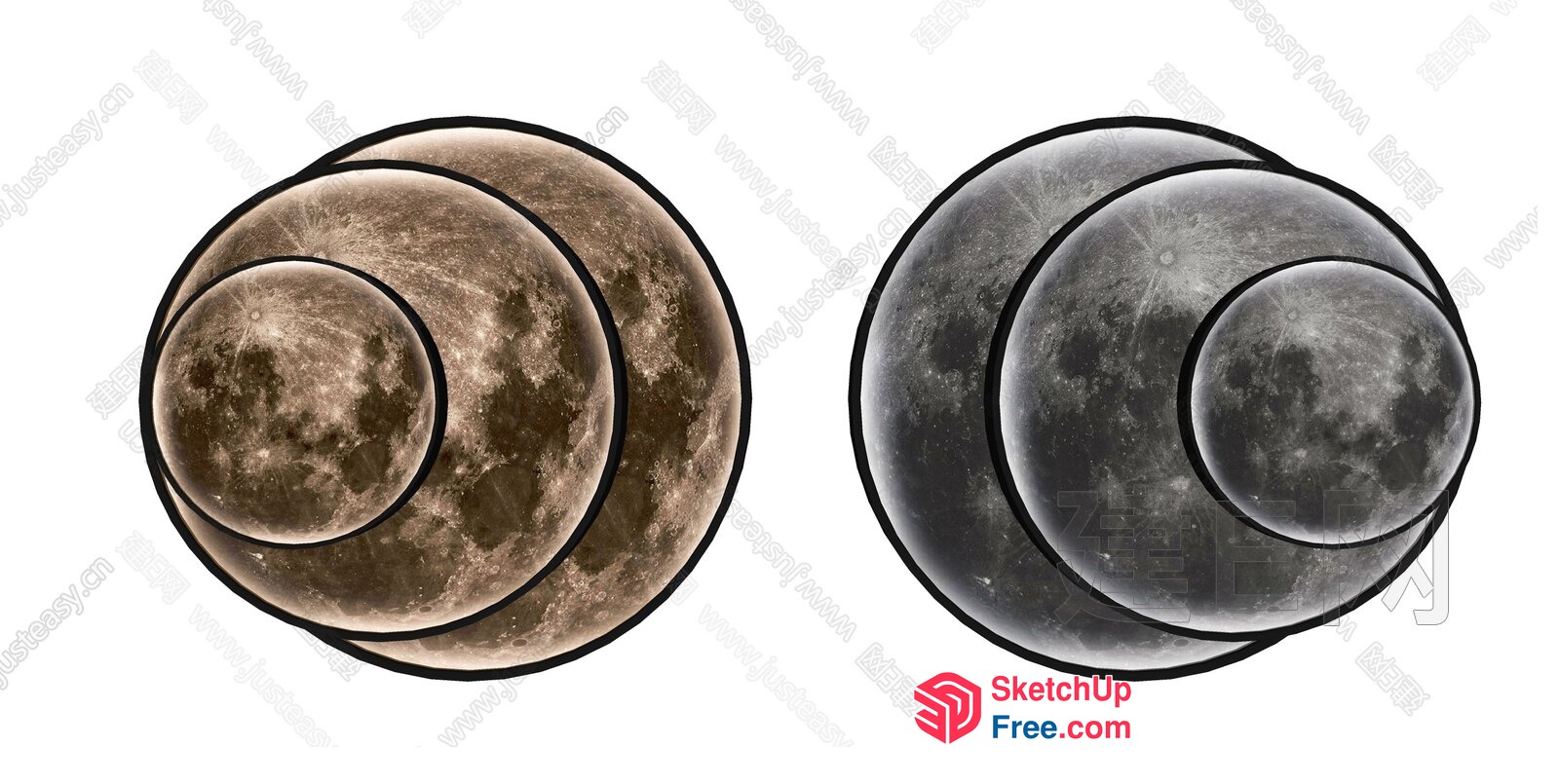 Two Celestial Bodies In The Sky 3D SketchUp File
