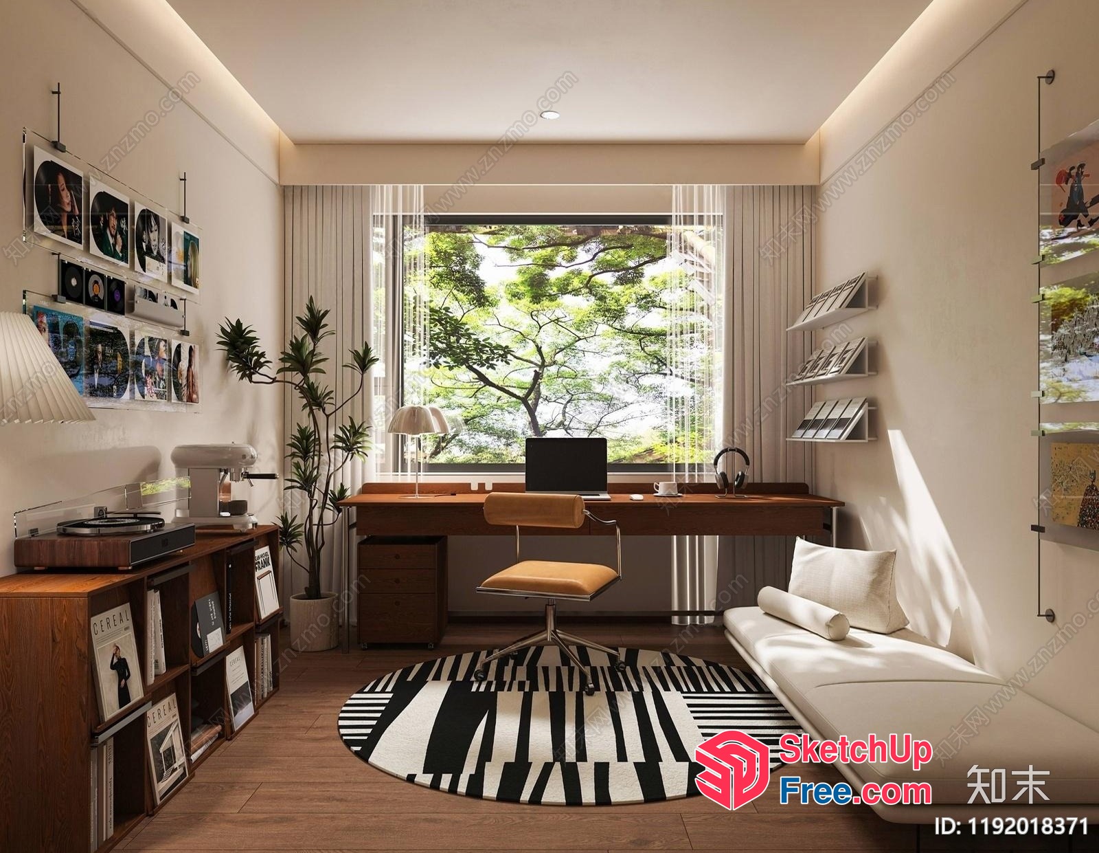 Modern Minimalist Office Space With Natural Light 3D SketchUp File