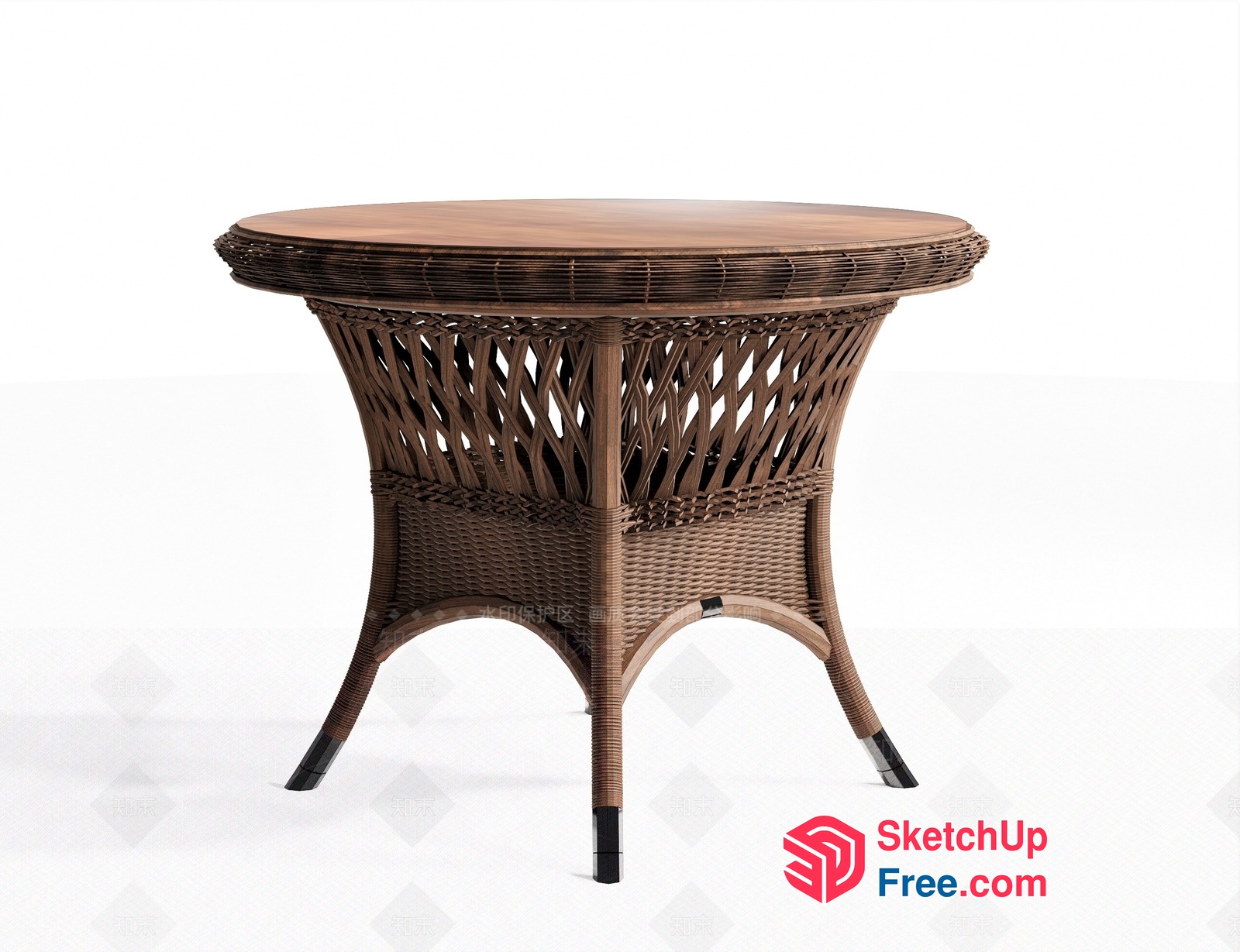 Wicker Table With A Round Top 3D SketchUp File