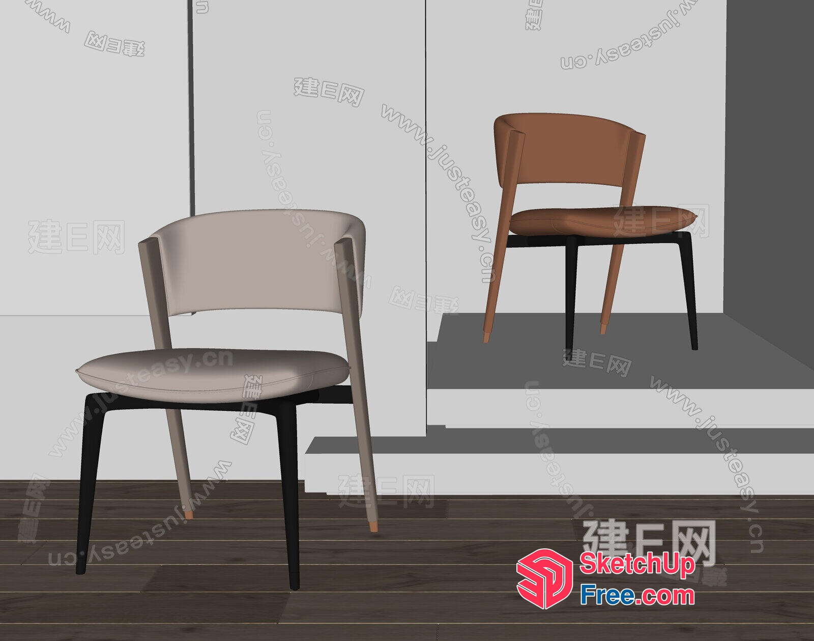 Two Chairs In A Minimalist Style Setting 3D SketchUp File