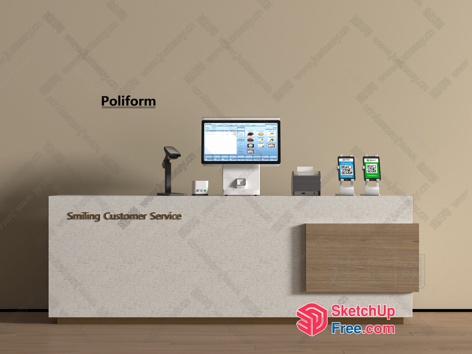 Poliform Smiling Customer Service Desk 3D SketchUp File
