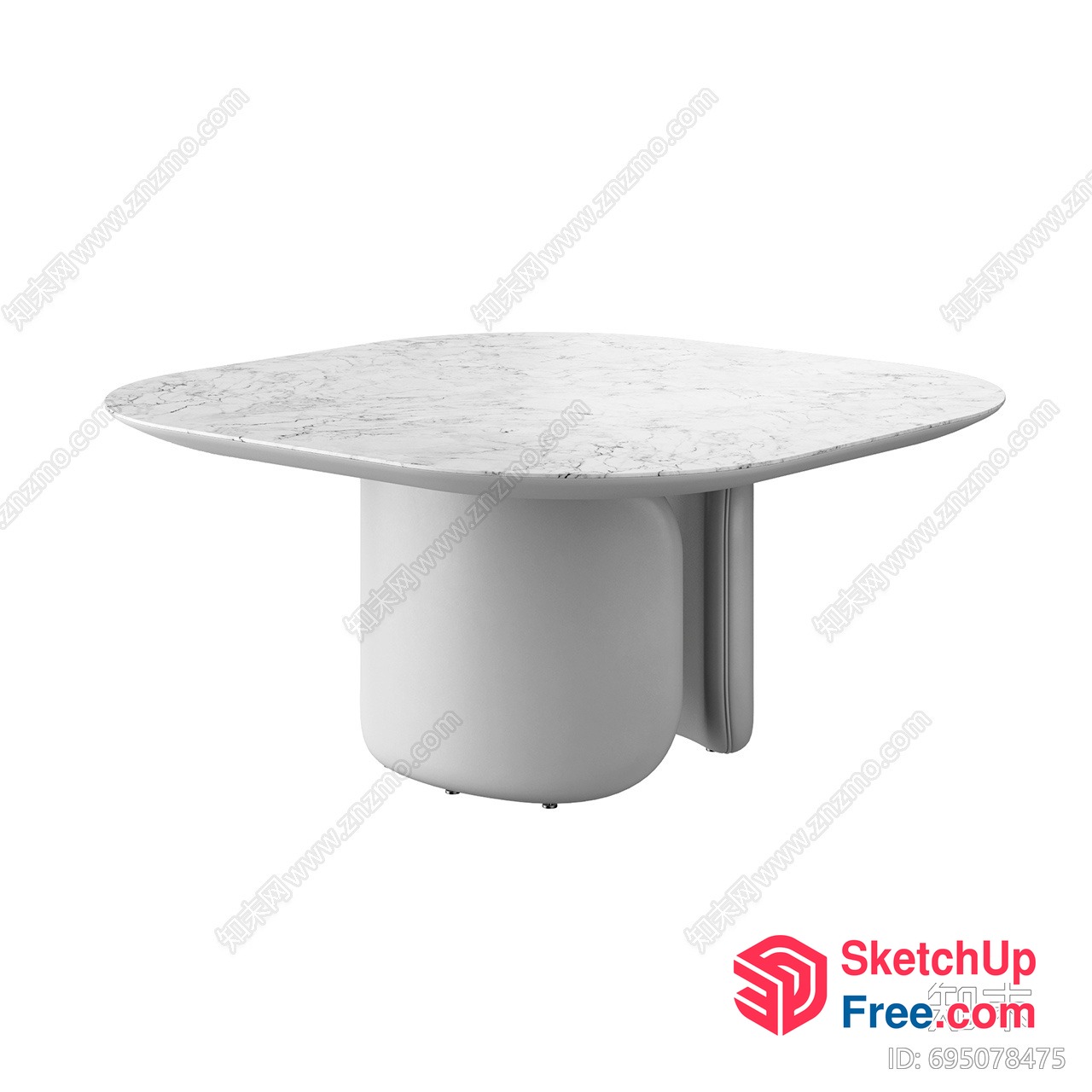 Minimalist White Marble Table 3D SketchUp File