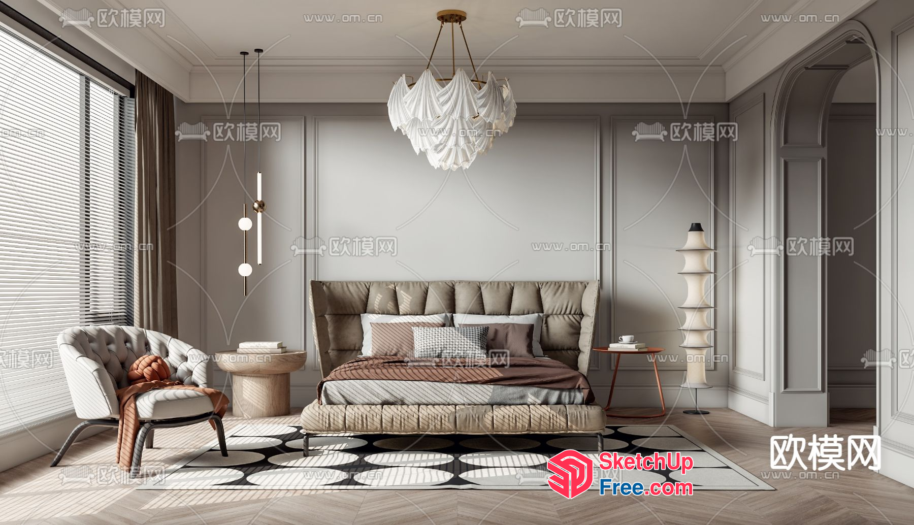 Elegant And Sophisticated Bedroom Interior 3D SketchUp File