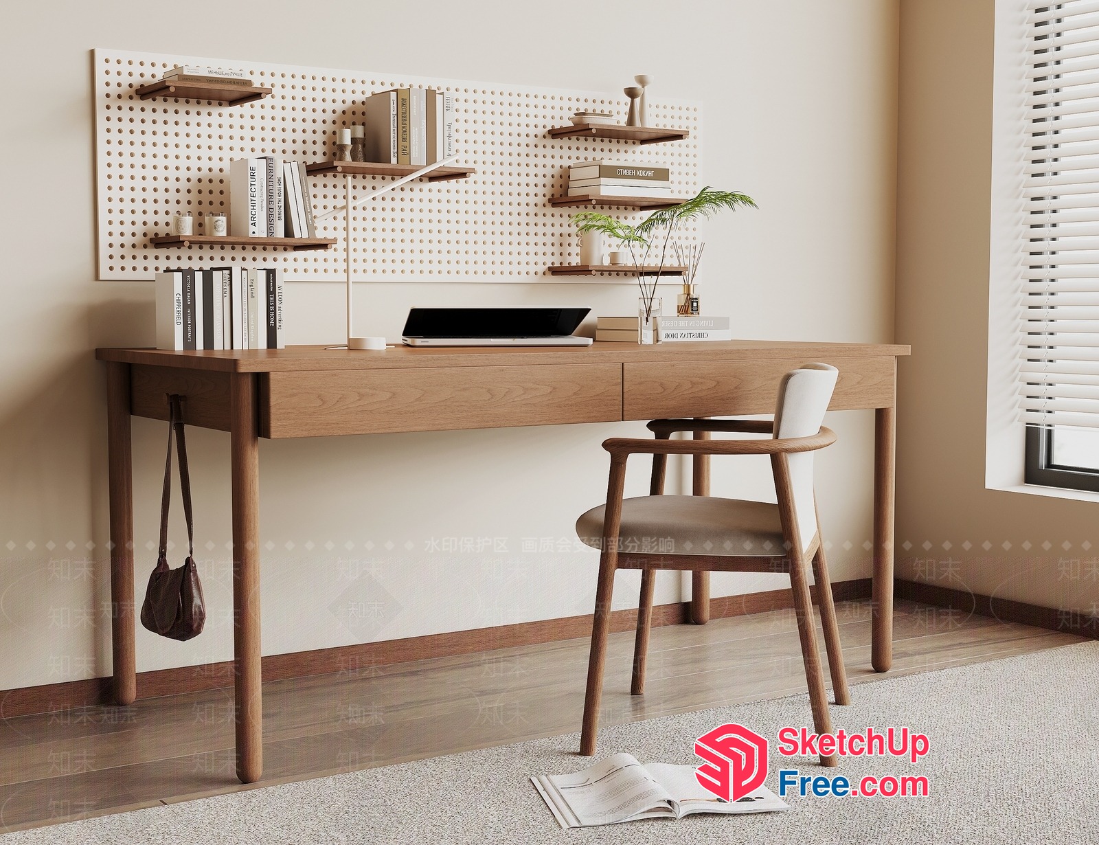 Minimalist Scandinavian Style Office Interior 3D SketchUp File
